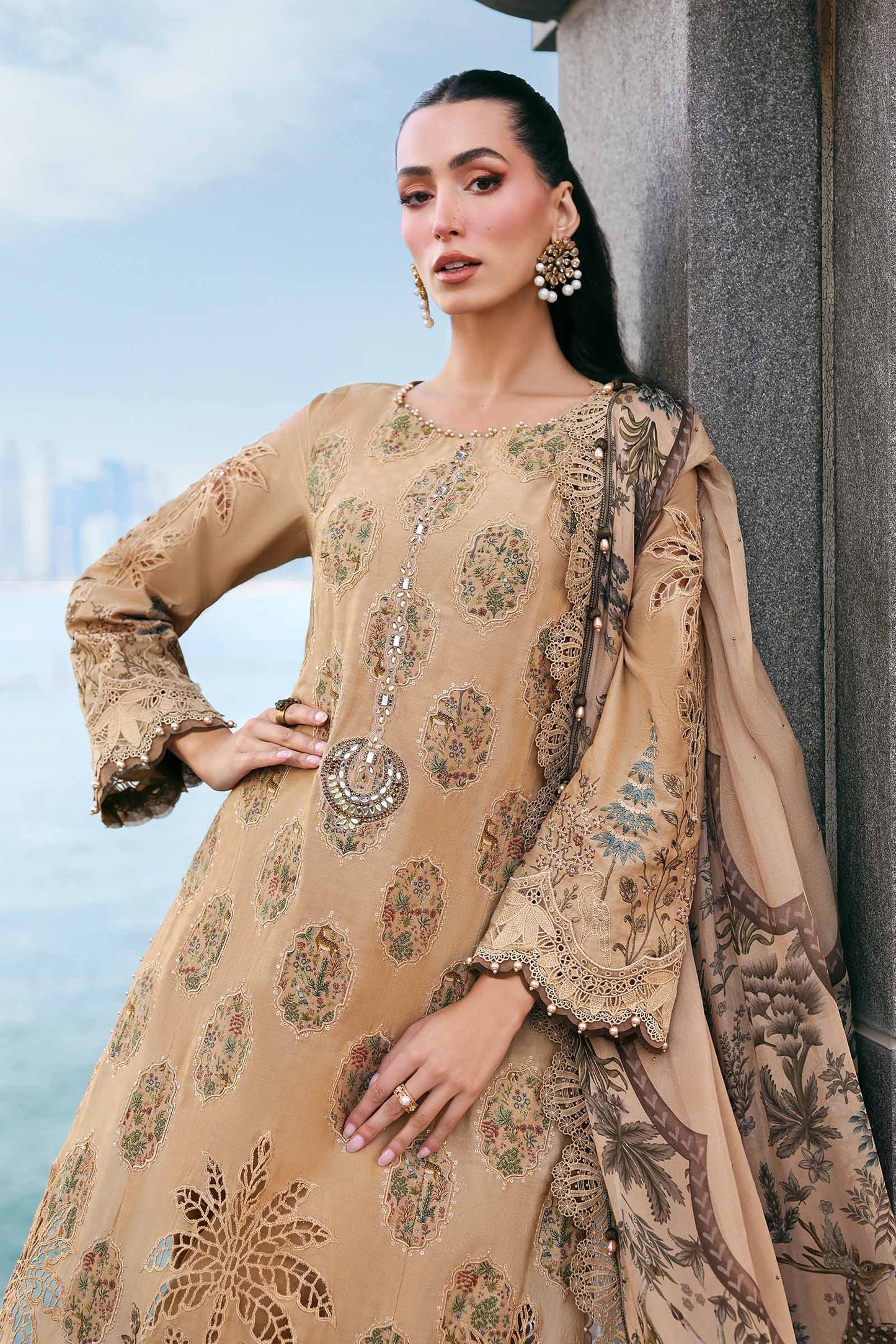 D-2605-A |3 Piece Unstitched Embroidered Jacquard Lawn Suit | MARIA.B