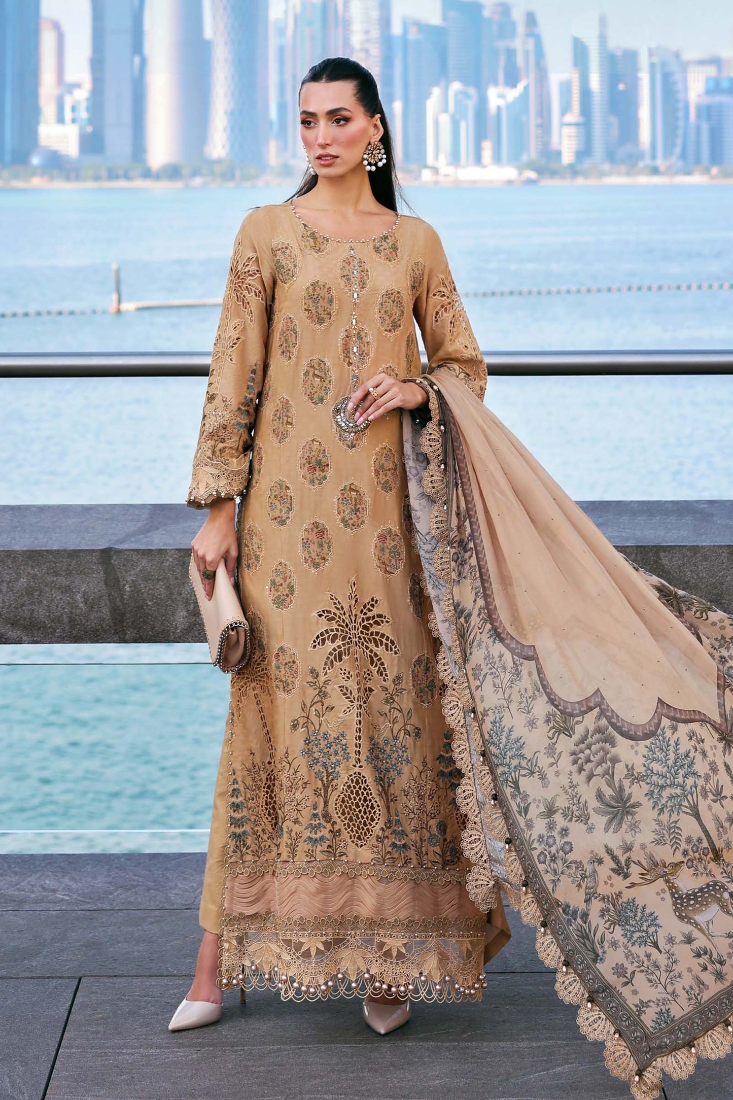 D-2605-A |3 Piece Unstitched Embroidered Jacquard Lawn Suit | MARIA.B