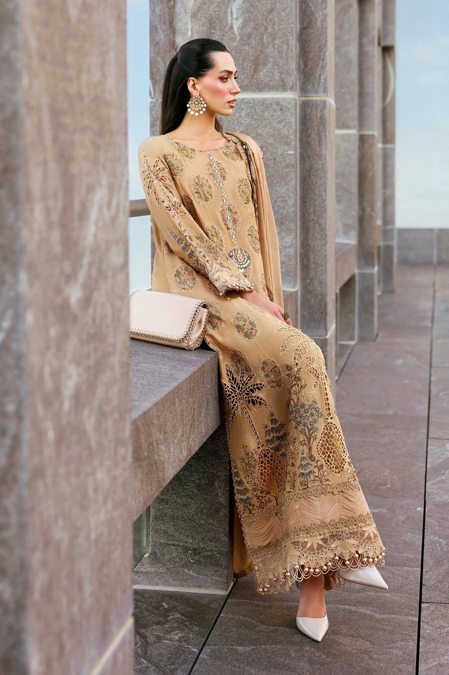 D-2605-A |3 Piece Unstitched Embroidered Jacquard Lawn Suit | MARIA.B
