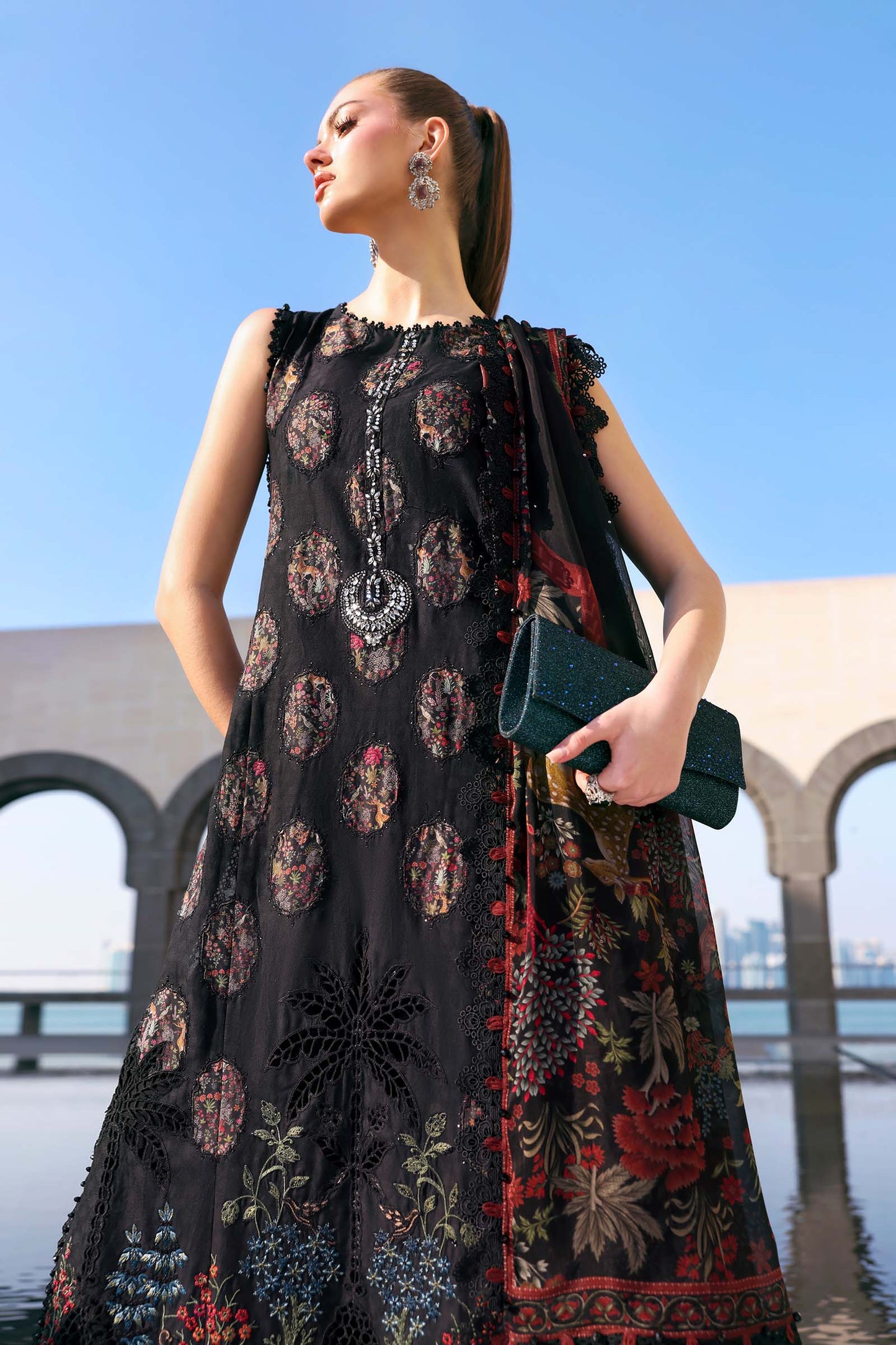 D-2605-B |3 Piece Unstitched Embroidered Jacquard Lawn Suit | MARIA.B