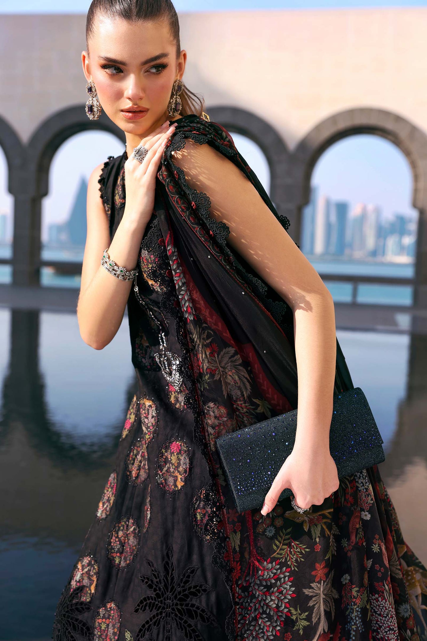D-2605-B |3 Piece Unstitched Embroidered Jacquard Lawn Suit | MARIA.B