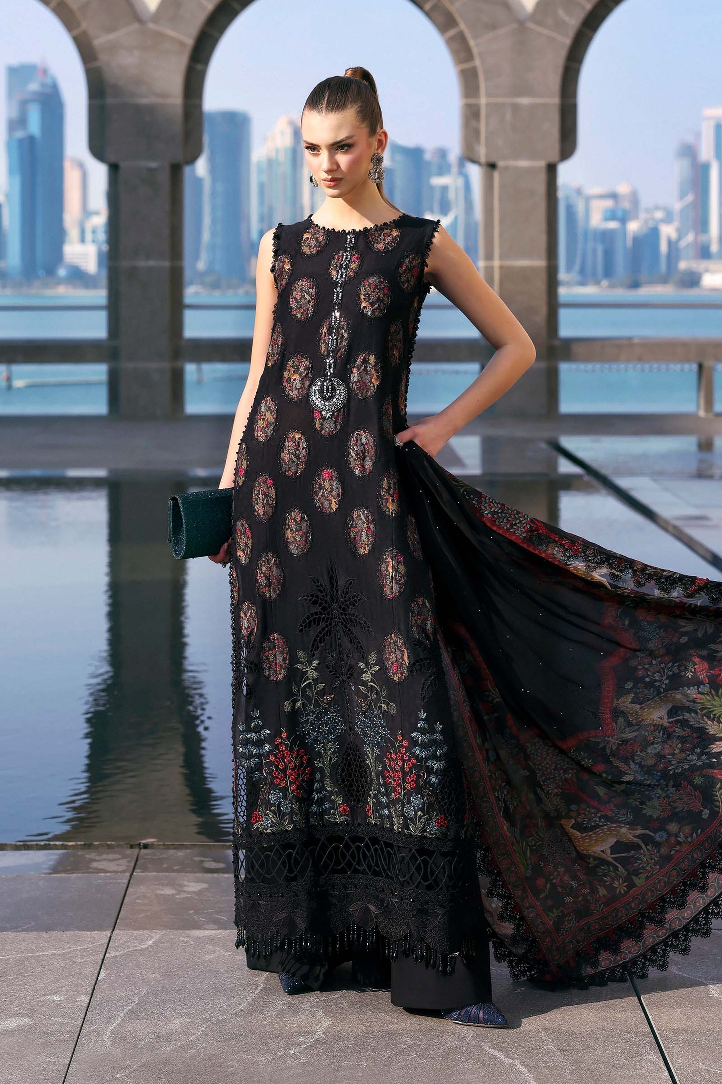 D-2605-B |3 Piece Unstitched Embroidered Jacquard Lawn Suit | MARIA.B