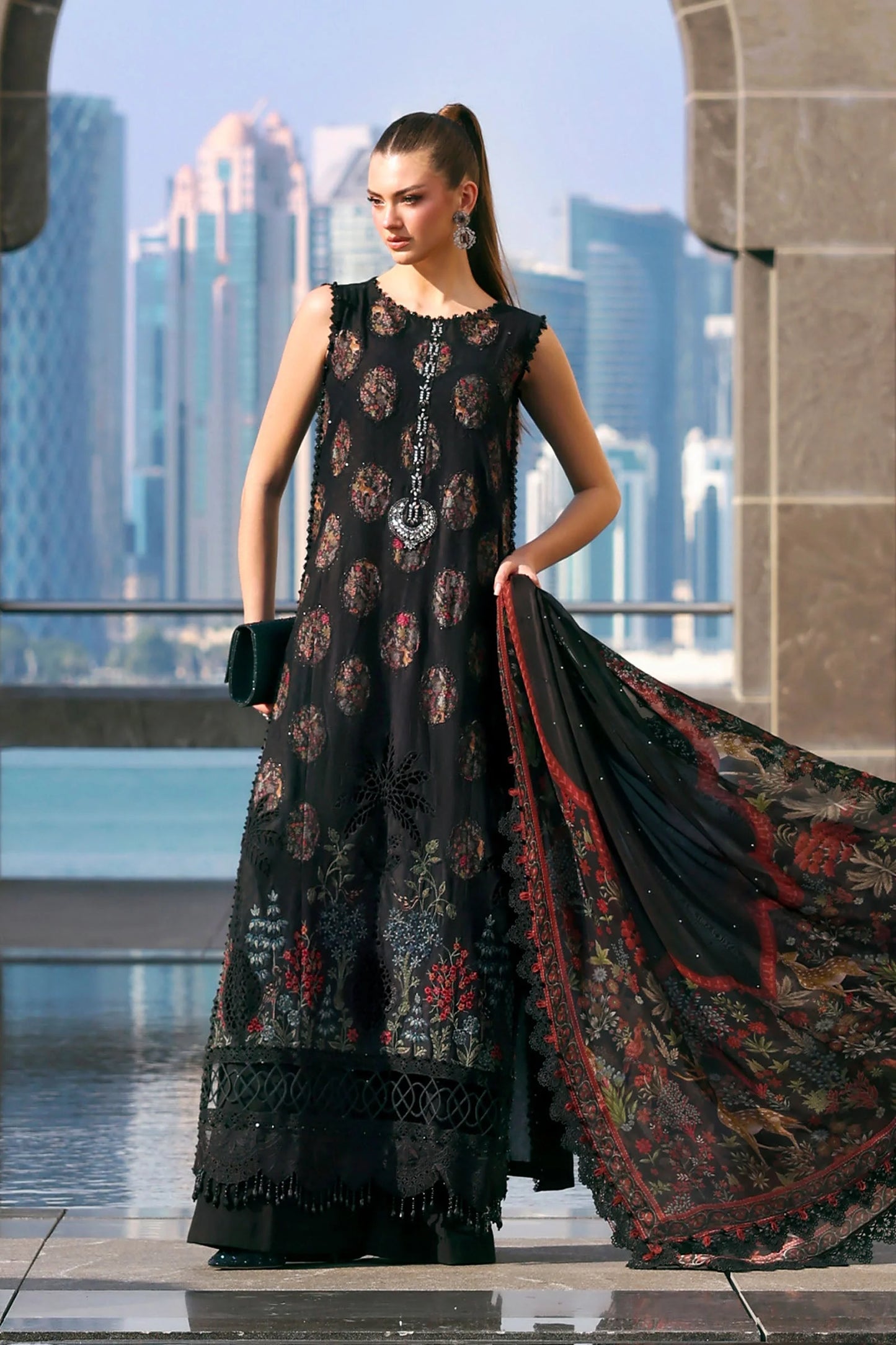 D-2605-B |3 Piece Unstitched Embroidered Jacquard Lawn Suit | MARIA.B