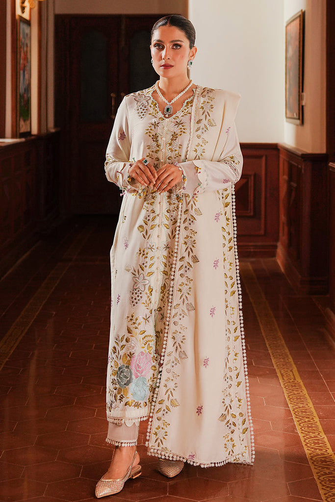 IVORY GARDEN-3PC SATIN EMBROIDERED SUIT| Cross Stitch