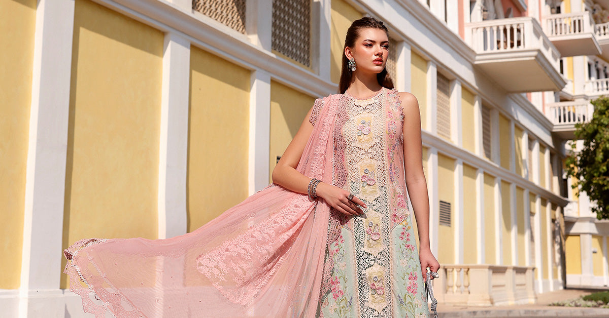 D-2606-A | 3 Piece Unstitched Embroidered Lawn Suit | MARIA.B