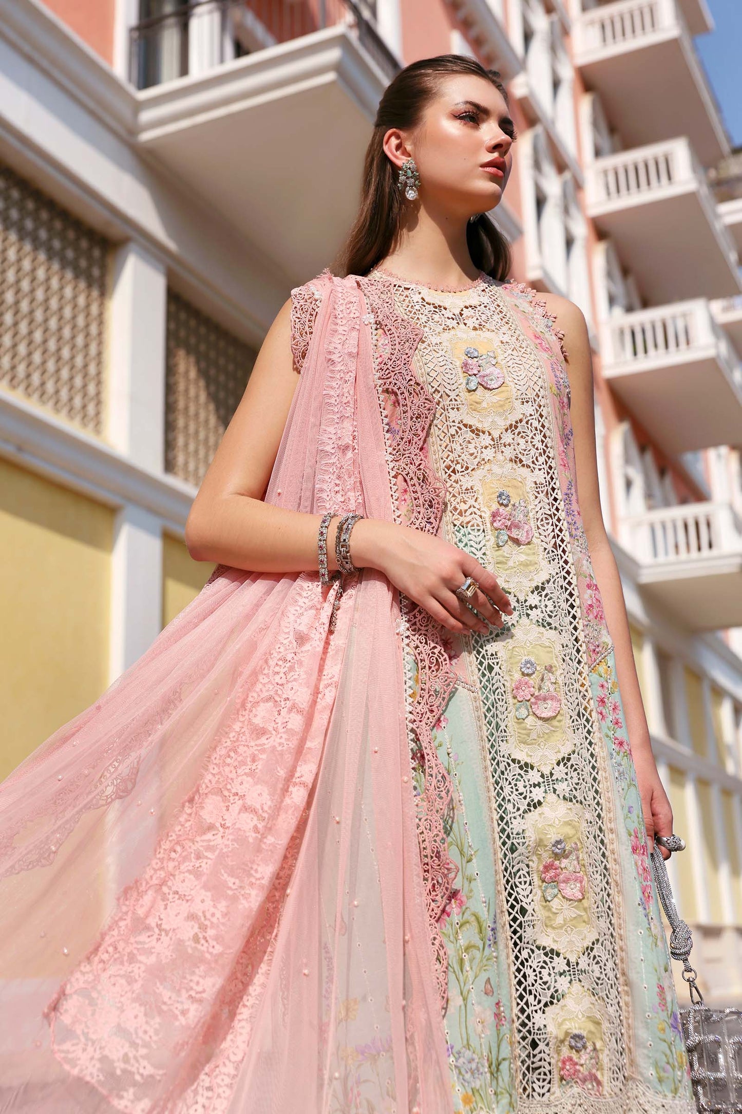 D-2606-A | 3 Piece Unstitched Embroidered Lawn Suit | MARIA.B
