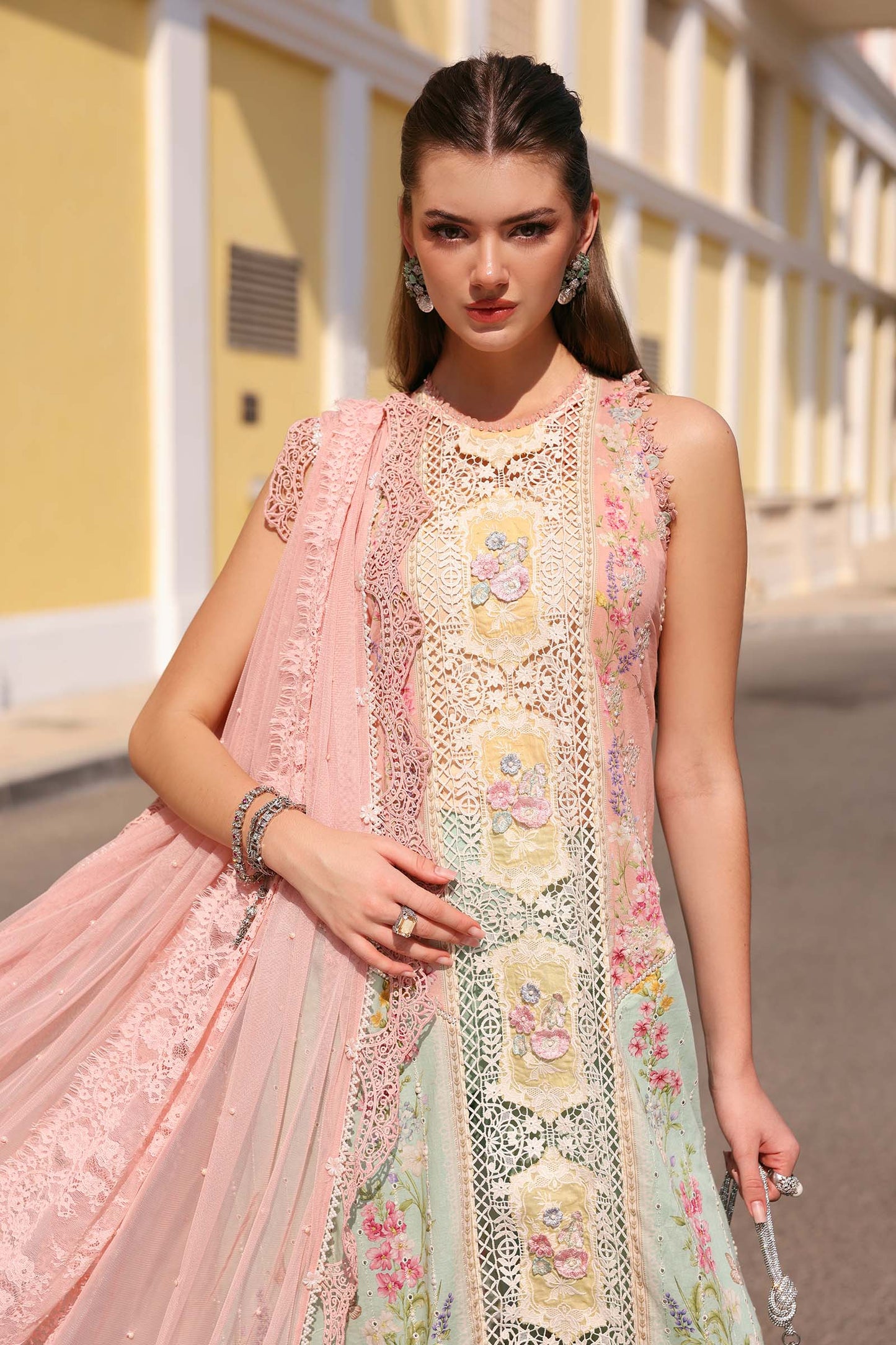 D-2606-A | 3 Piece Unstitched Embroidered Lawn Suit | MARIA.B