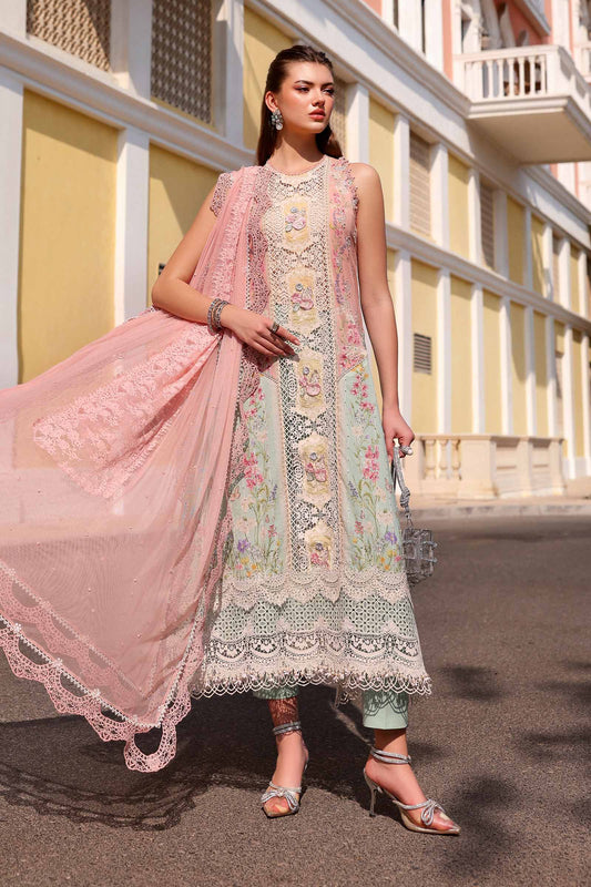D-2606-A | 3 Piece Unstitched Embroidered Lawn Suit | MARIA.B