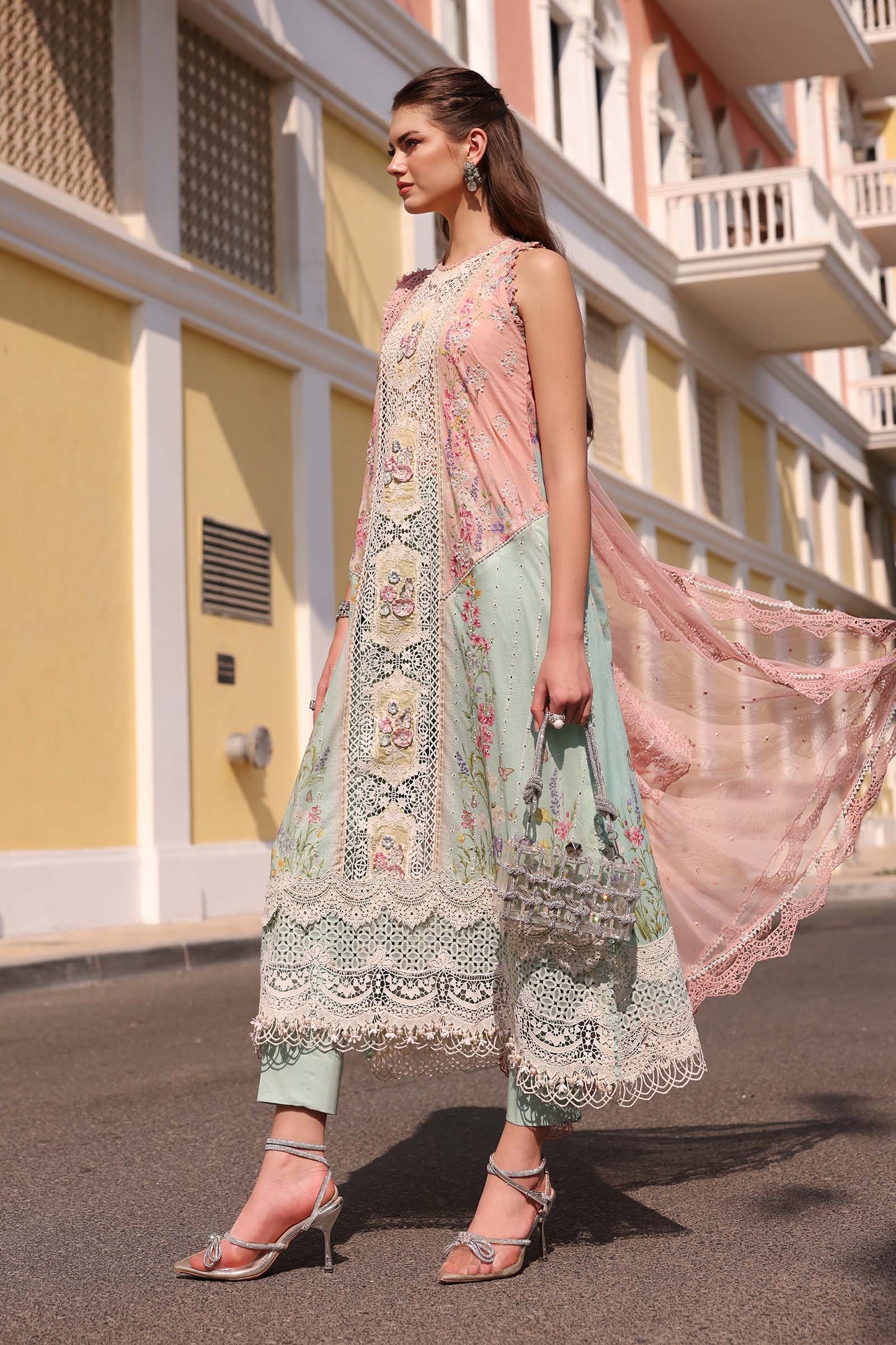 D-2606-A | 3 Piece Unstitched Embroidered Lawn Suit | MARIA.B