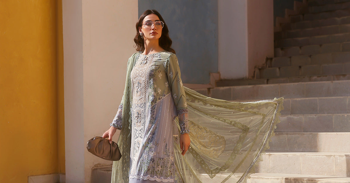 D-2606-B | 3 Piece Unstitched Embroidered Lawn Suit | MARIA.B