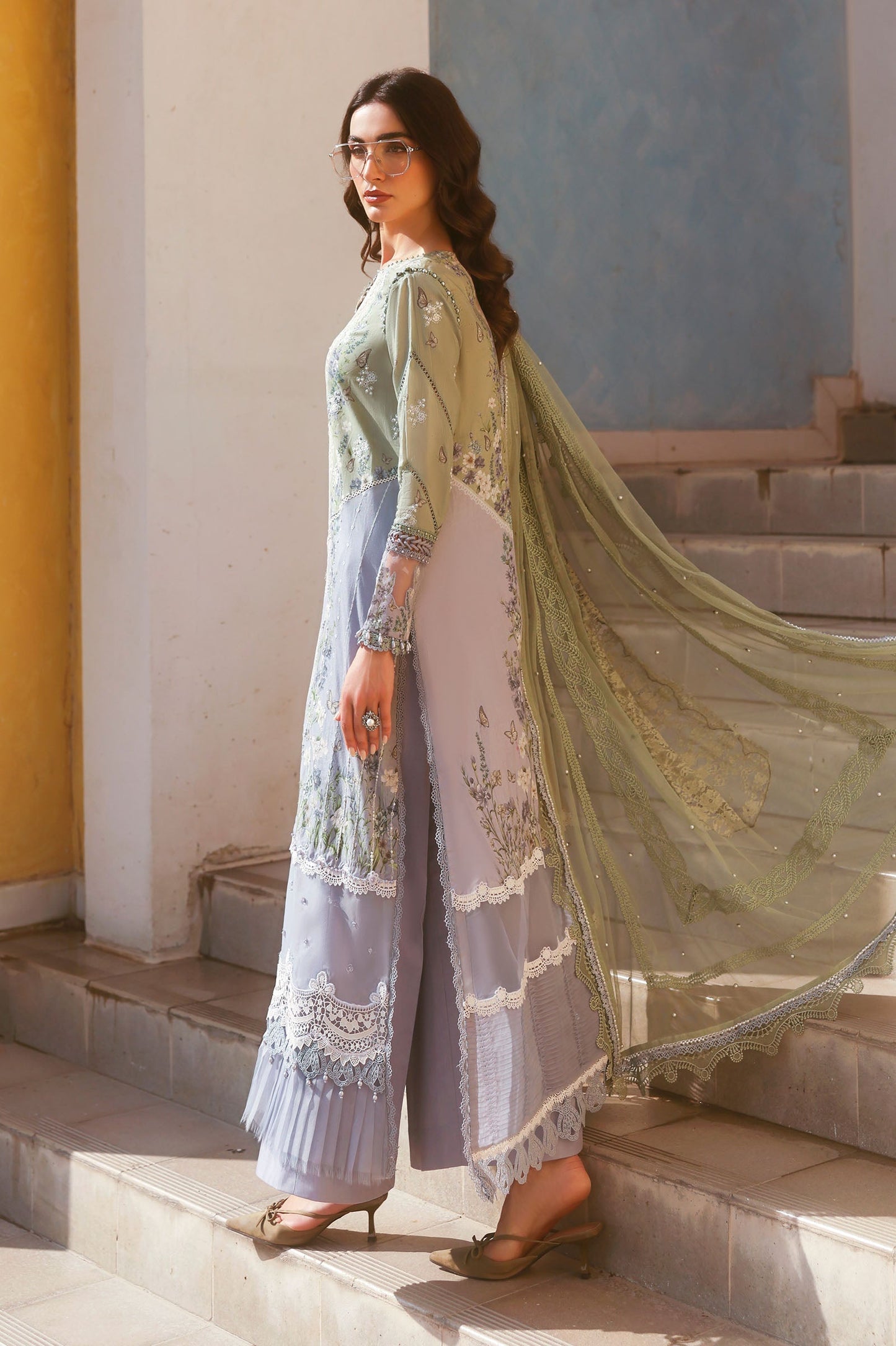 D-2606-B | 3 Piece Unstitched Embroidered Lawn Suit | MARIA.B