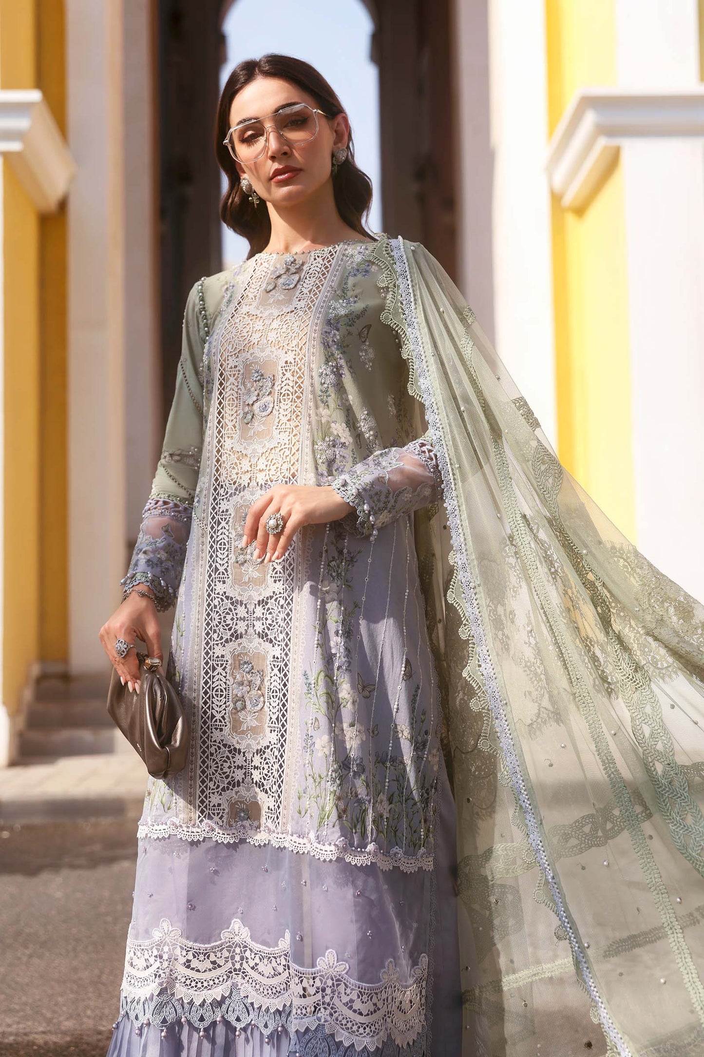 D-2606-B | 3 Piece Unstitched Embroidered Lawn Suit | MARIA.B