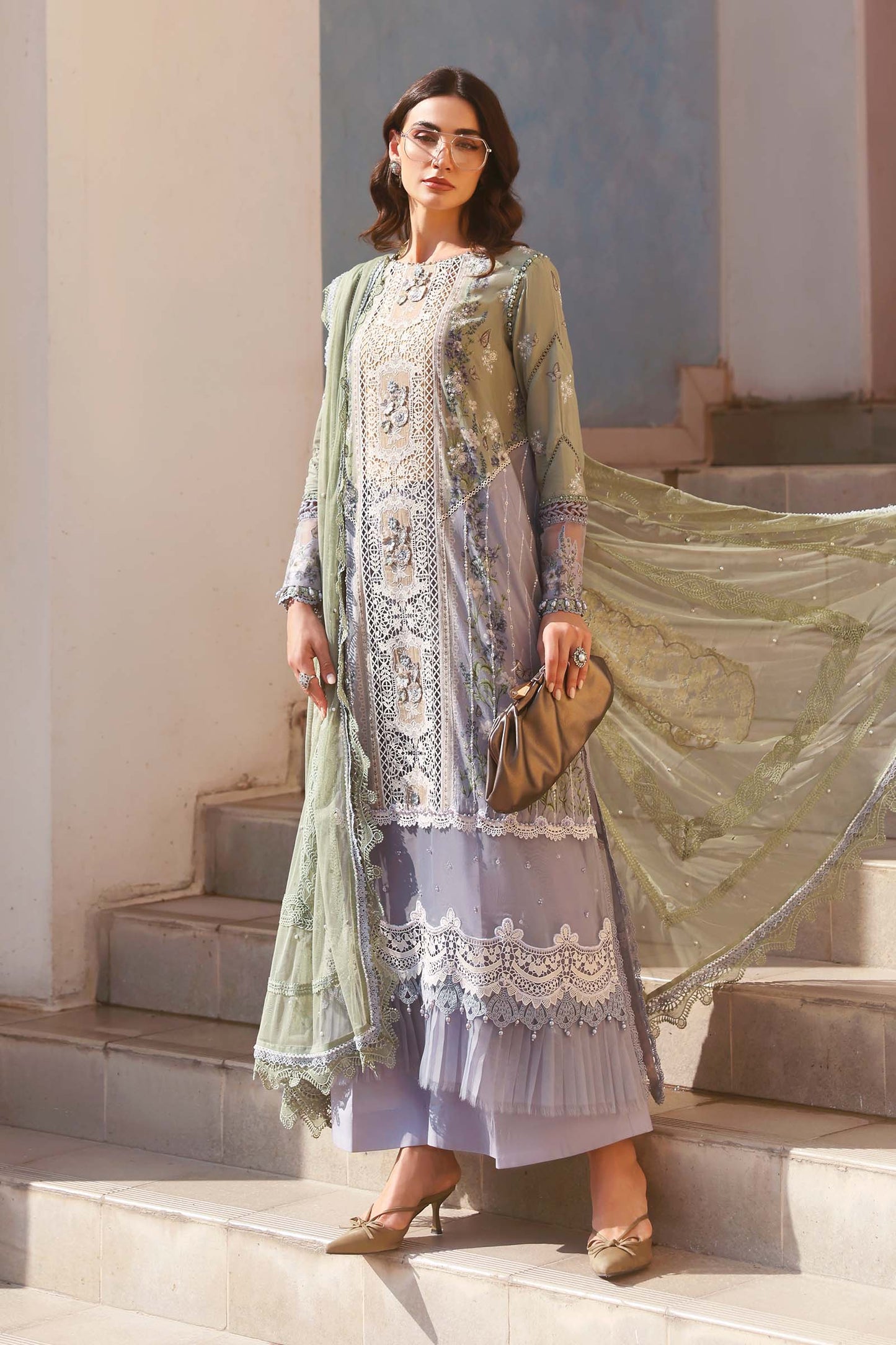 D-2606-B | 3 Piece Unstitched Embroidered Lawn Suit | MARIA.B
