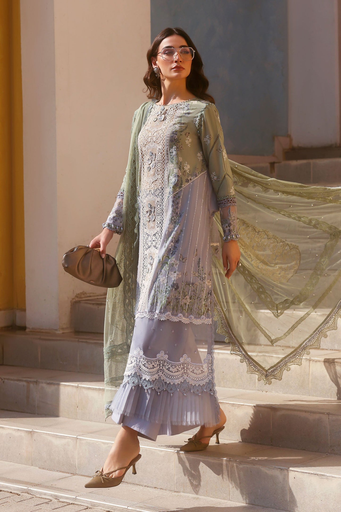 D-2606-B | 3 Piece Unstitched Embroidered Lawn Suit | MARIA.B