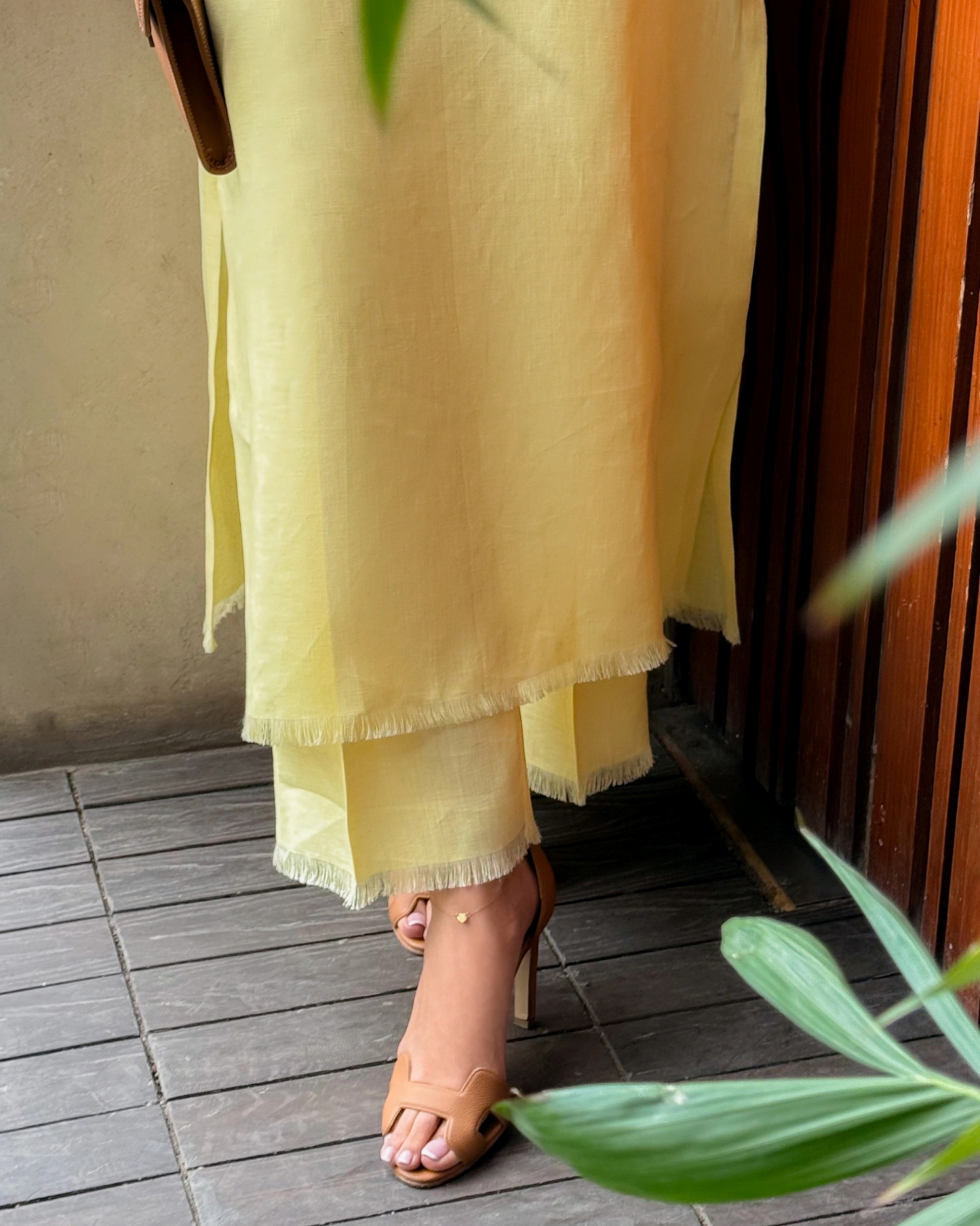 Light Yellow Linen Fringe Set | LIRA