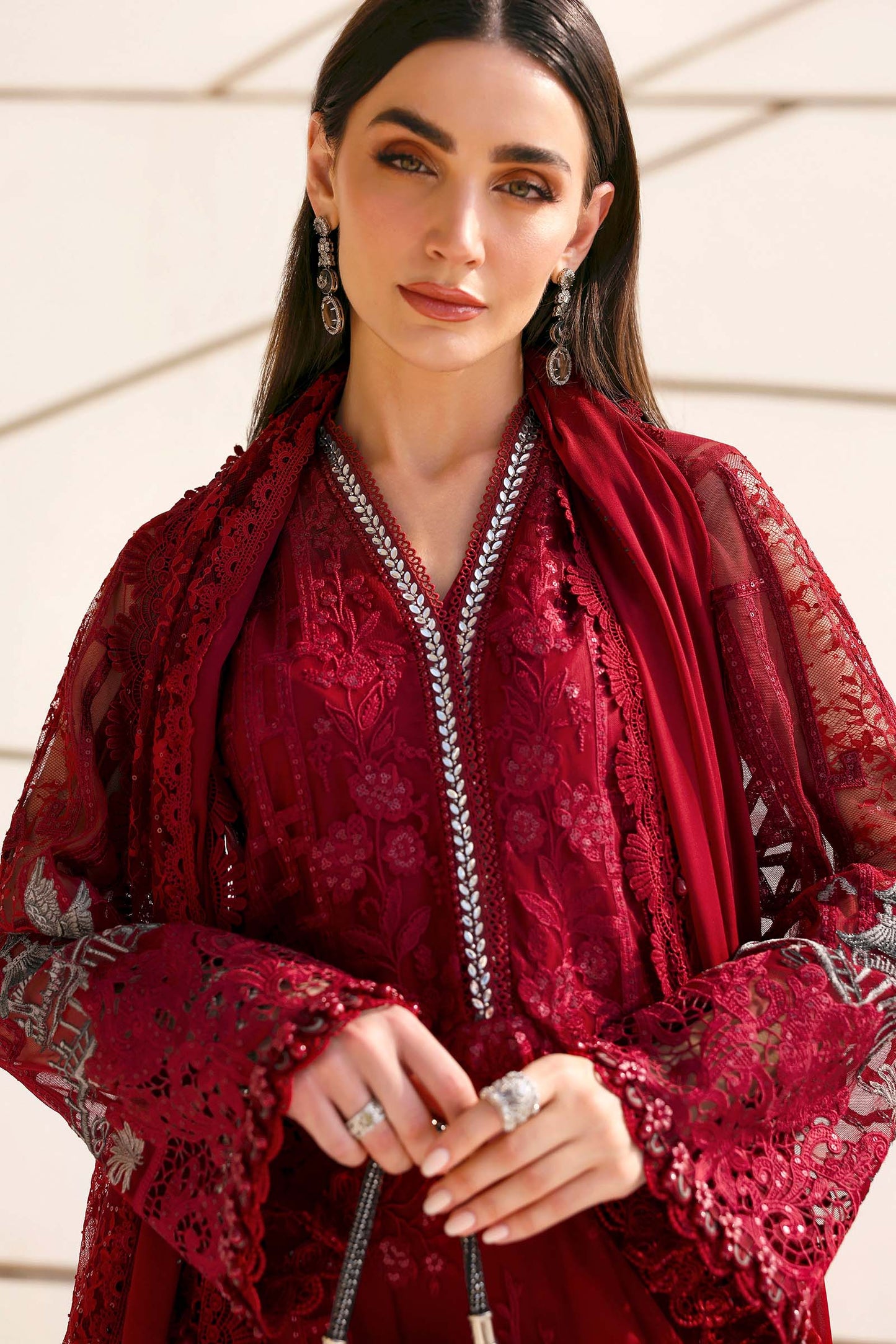 D-2607-A | 3 Piece Unstitched Embroidered Net Suit | MARIA.B