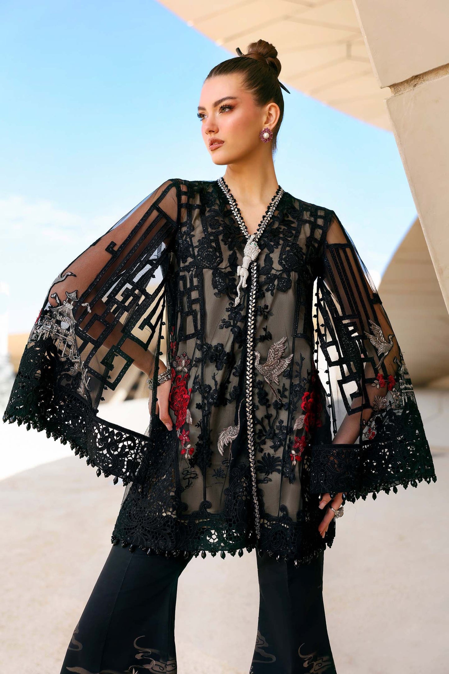 D-2607-B | 3 Piece Unstitched Embroidered Net Suit | MARIA.B