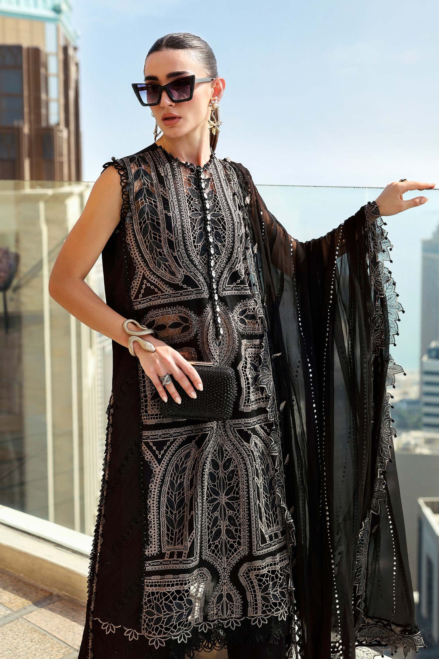 D-2608-B | 3 Piece Unstitched Embroidered Lawn Suit | MARIA.B