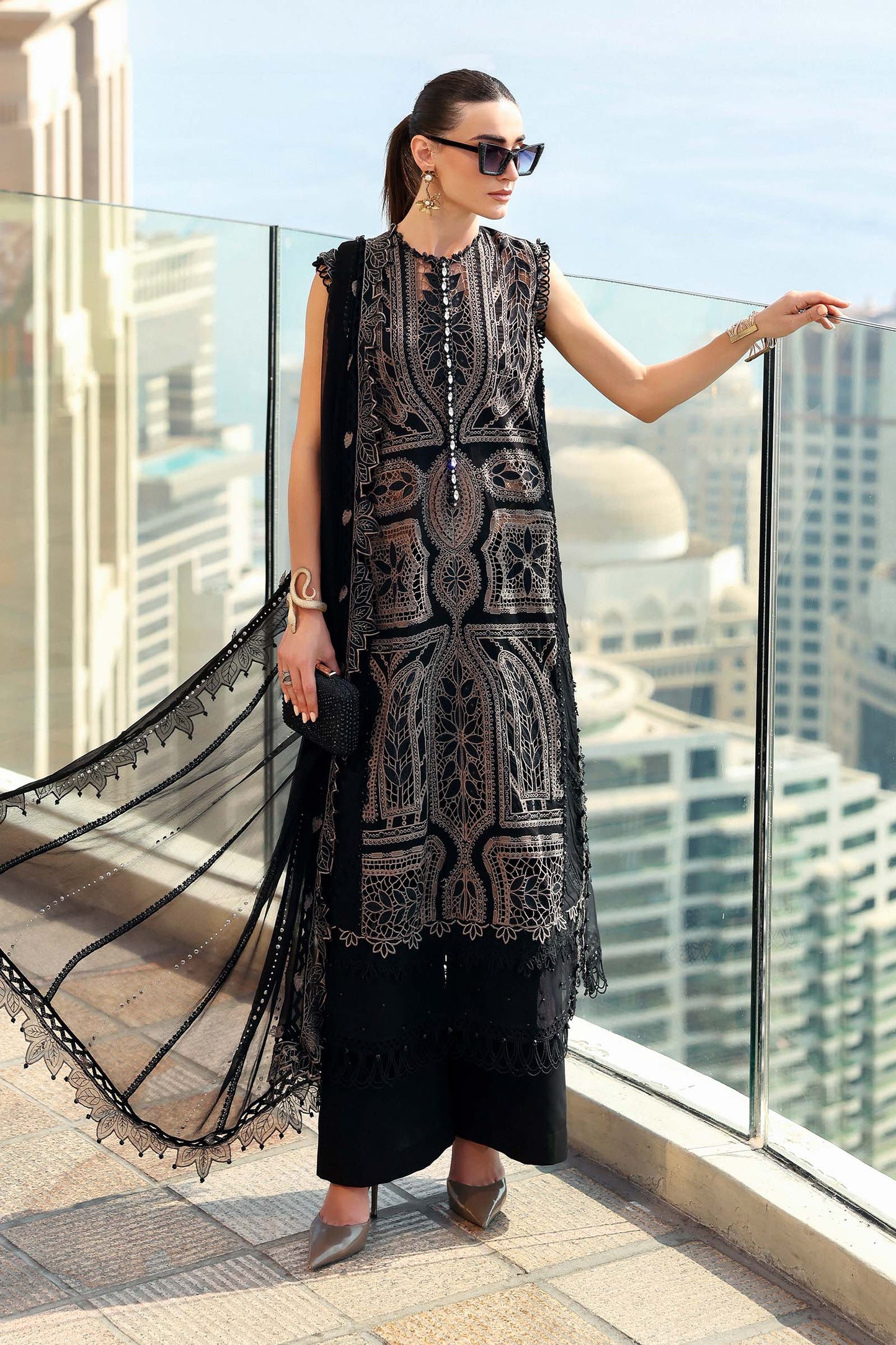 D-2608-B | 3 Piece Unstitched Embroidered Lawn Suit | MARIA.B