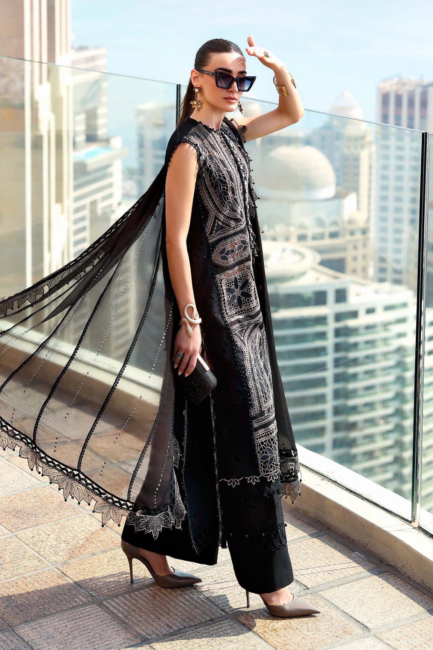 D-2608-B | 3 Piece Unstitched Embroidered Lawn Suit | MARIA.B