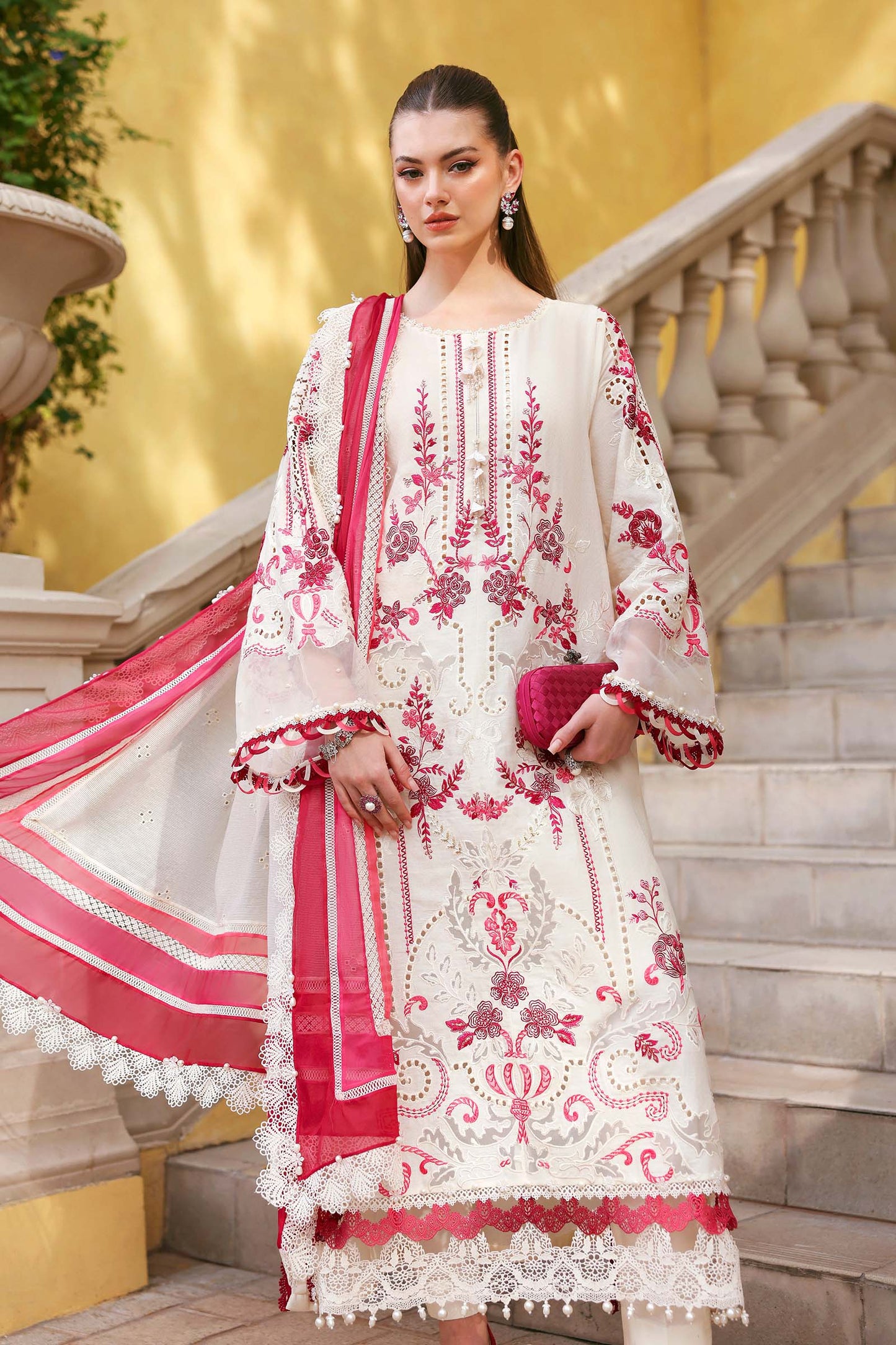 D-2609-A | 3 Piece Unstitched Embroidered Jacquard Lawn Suit | MARIA.B