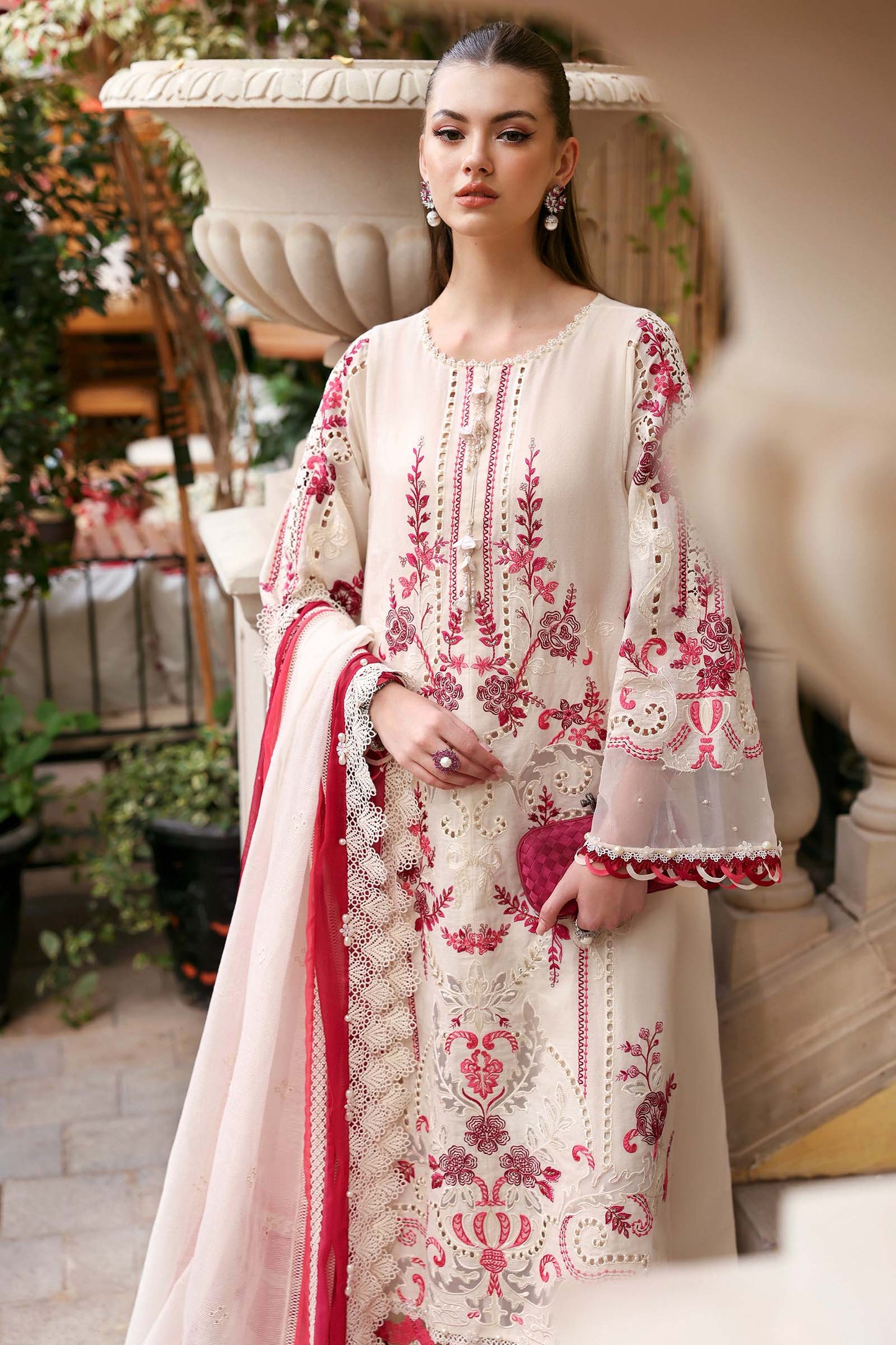 D-2609-A | 3 Piece Unstitched Embroidered Jacquard Lawn Suit | MARIA.B