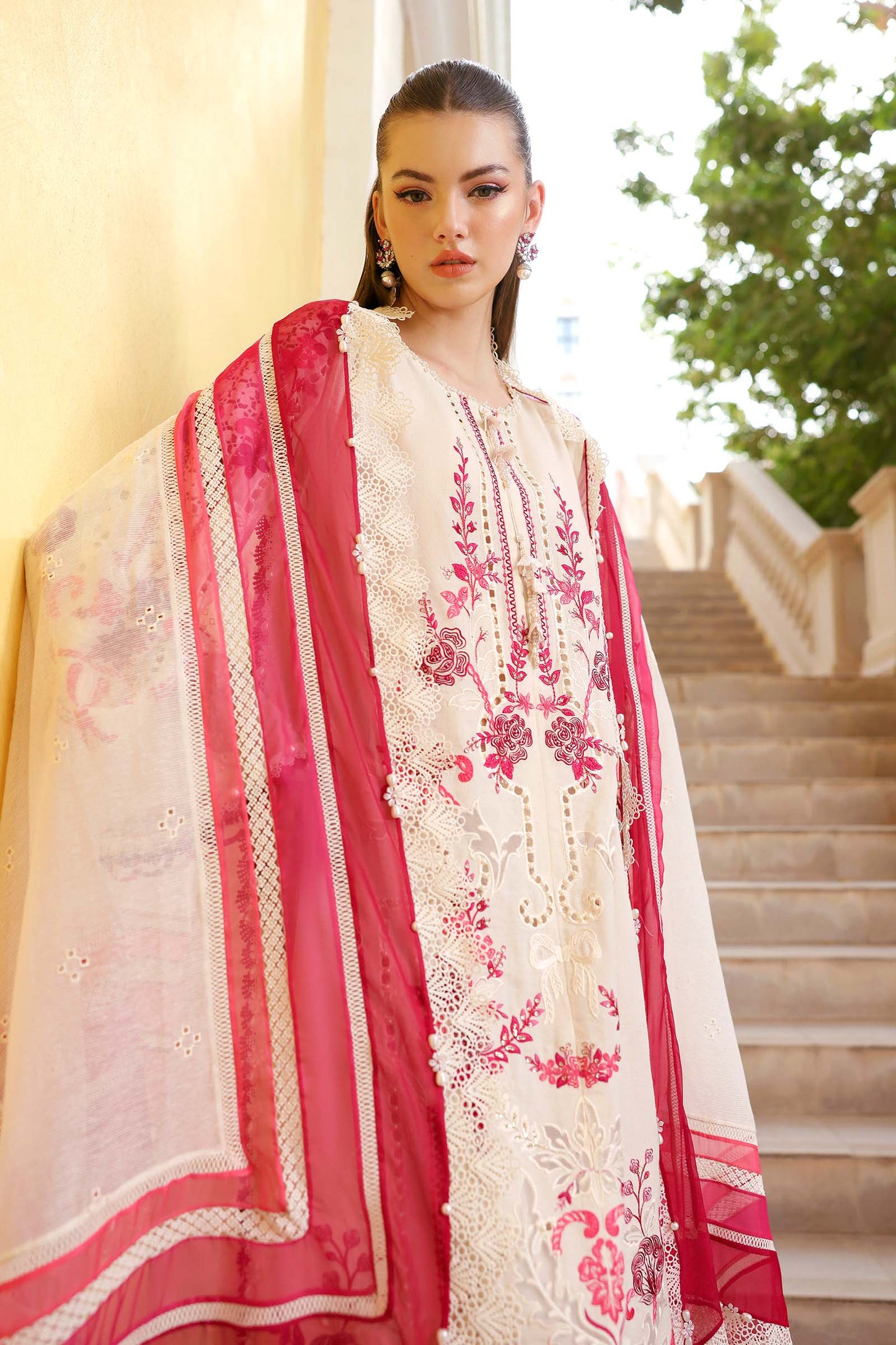 D-2609-A | 3 Piece Unstitched Embroidered Jacquard Lawn Suit | MARIA.B