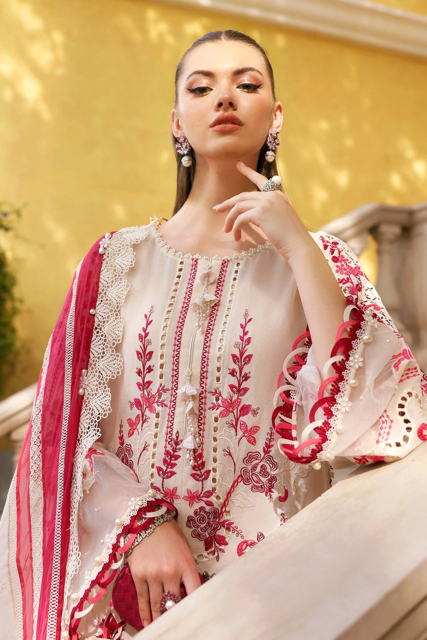 D-2609-A | 3 Piece Unstitched Embroidered Jacquard Lawn Suit | MARIA.B