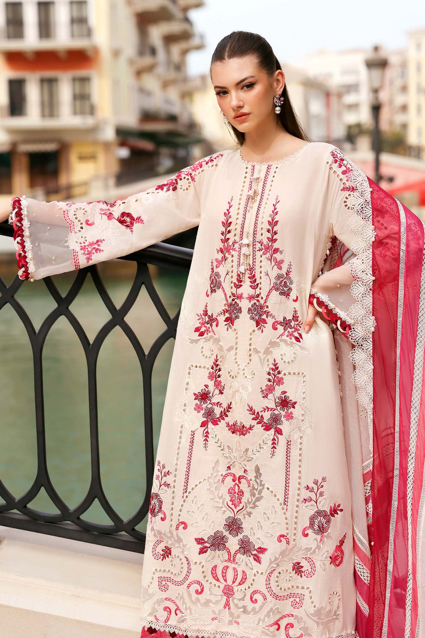 D-2609-A | 3 Piece Unstitched Embroidered Jacquard Lawn Suit | MARIA.B