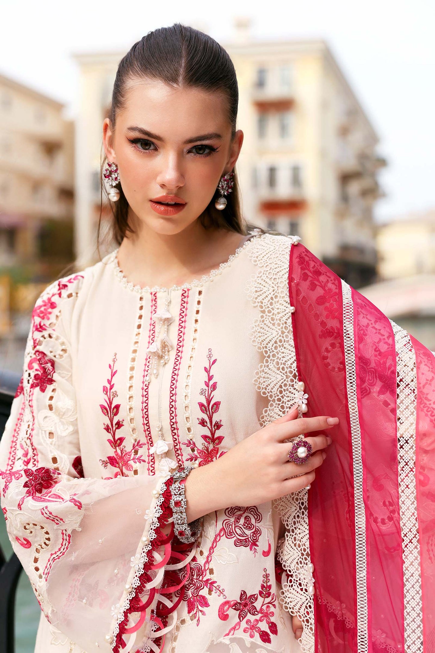 D-2609-A | 3 Piece Unstitched Embroidered Jacquard Lawn Suit | MARIA.B