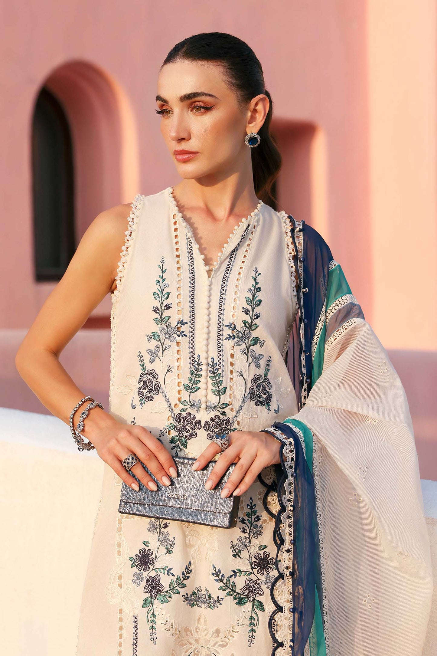 D-2609-B | 3 Piece Unstitched Embroidered Jacquard Lawn Suit | MARIA.B
