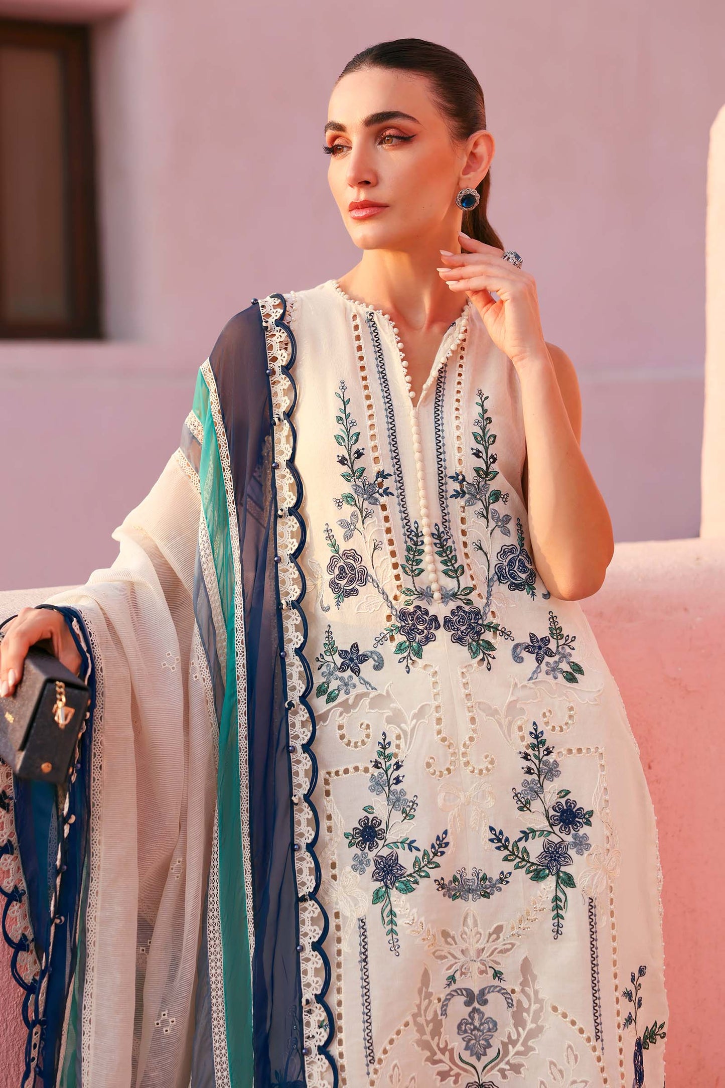 D-2609-B | 3 Piece Unstitched Embroidered Jacquard Lawn Suit | MARIA.B