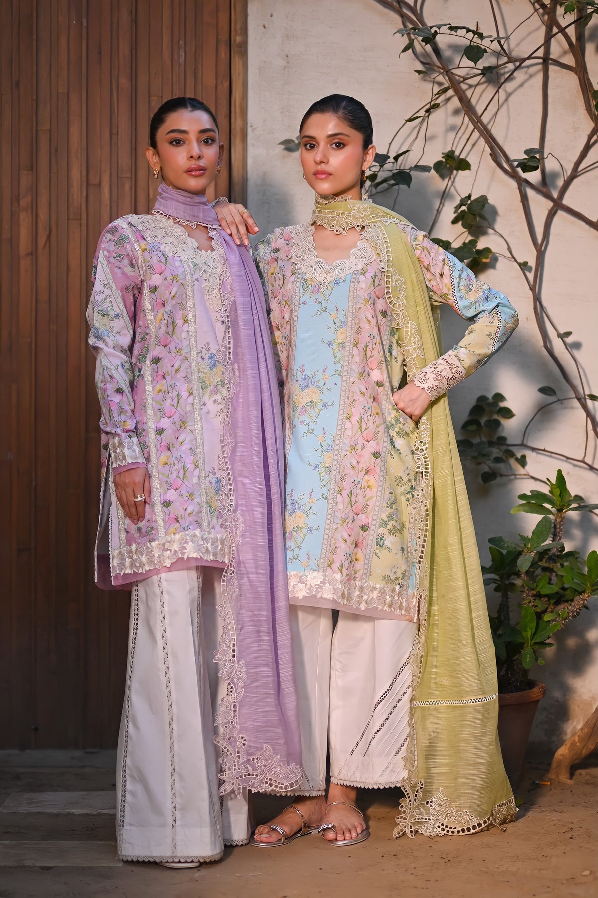 WHISPERS OF SUMMER / PISTACHIO LUXURY PRINTED EMBROIDERED LAWN SET (NEL-25620) | ZAIB