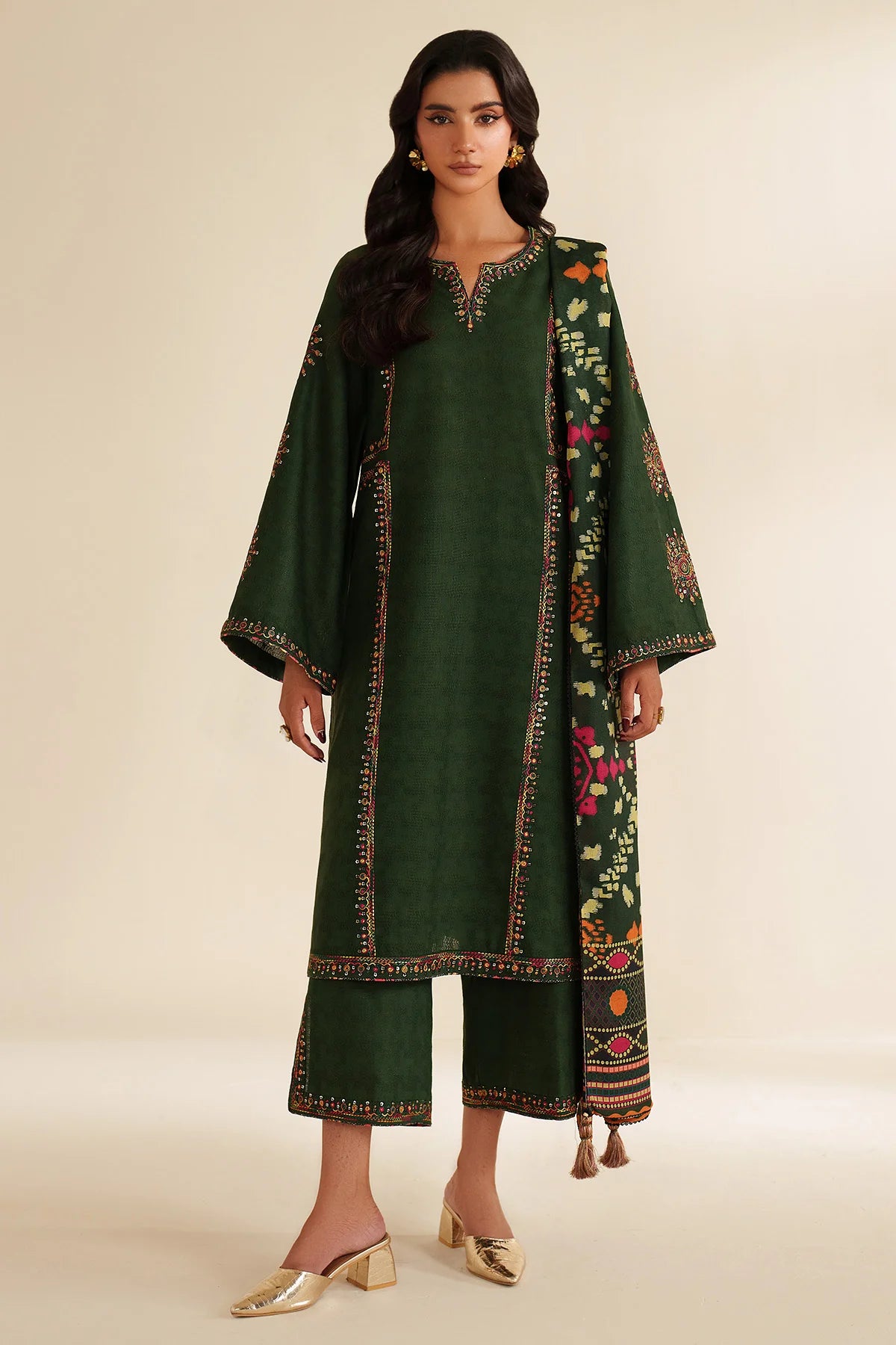 JZ-UW-D0212-0 | EMBROIDERED JACQUARD KHADDAR | Jazmin