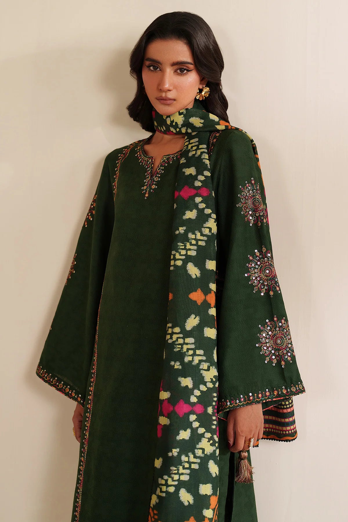 JZ-UW-D0212-0 | EMBROIDERED JACQUARD KHADDAR | Jazmin