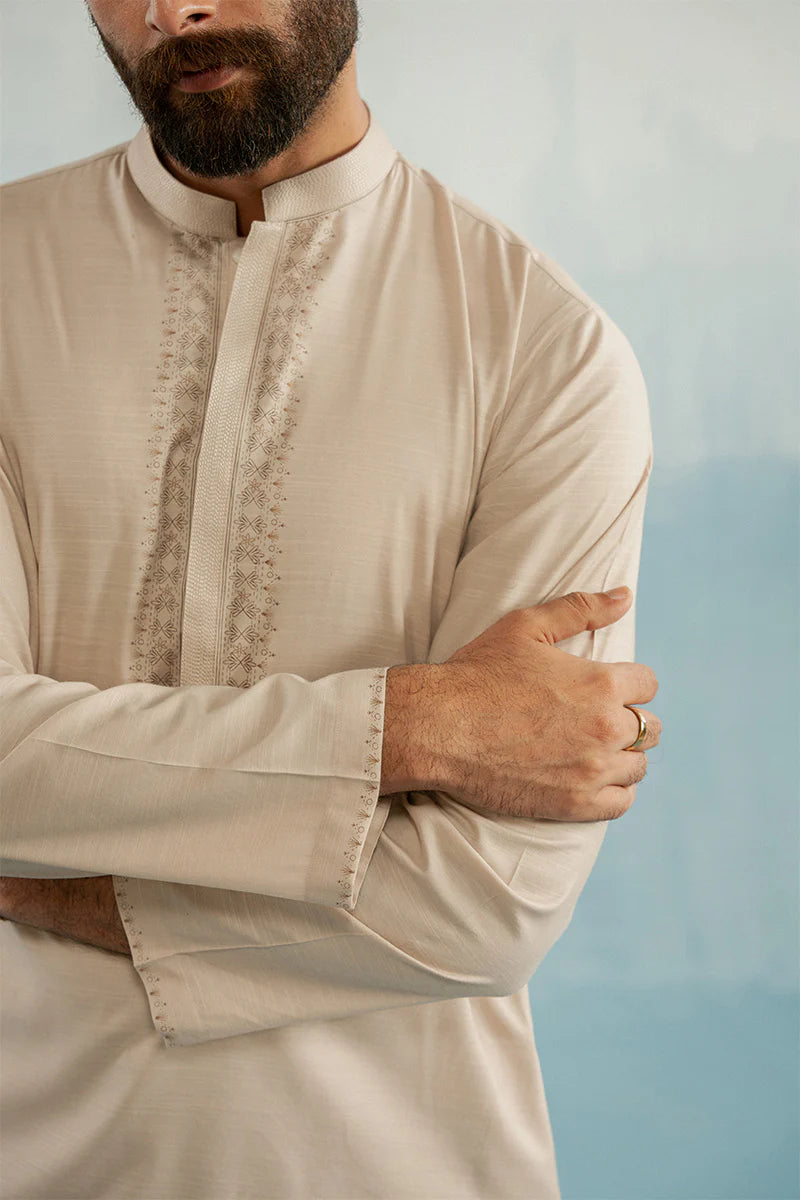 'Brown' Embroidered Kurta Pajama | REPUBLIC MENSWEAR