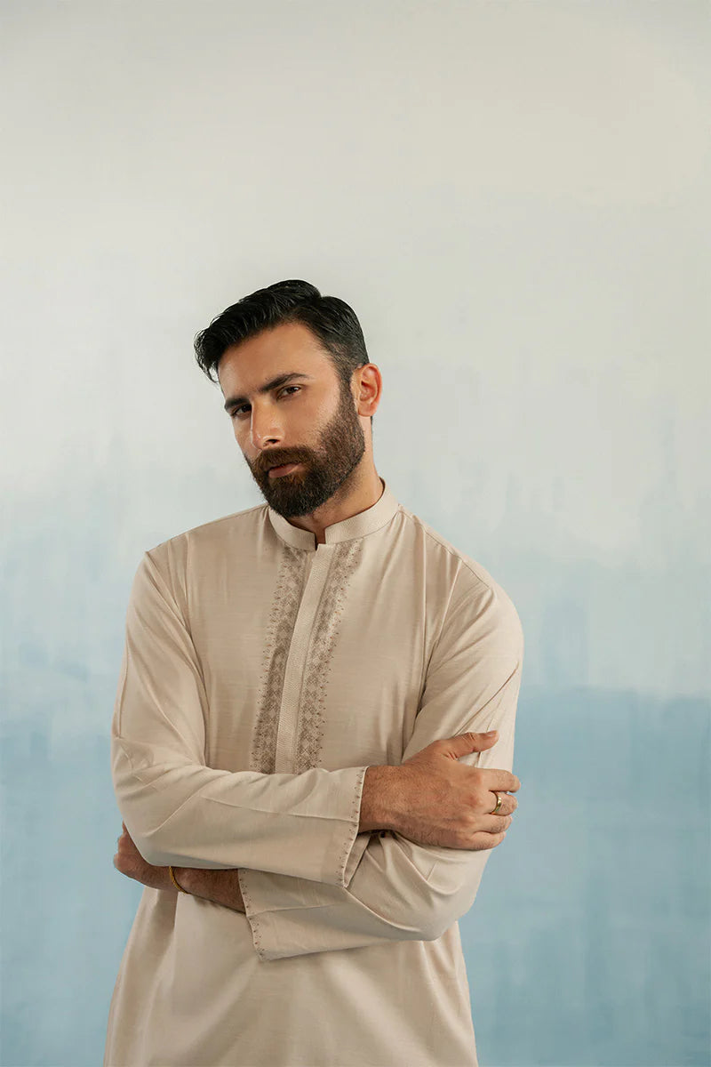 'Brown' Embroidered Kurta Pajama | REPUBLIC MENSWEAR