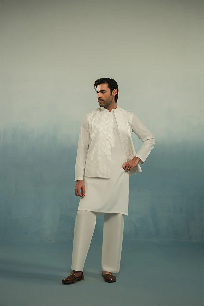'White' Embroidered Waistcoat | REPUBLIC MENSWEAR