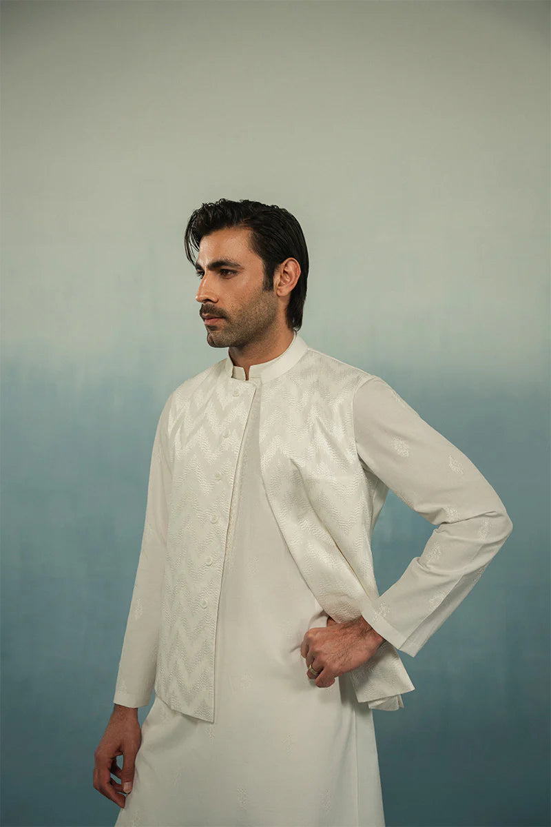'White' Embroidered Waistcoat | REPUBLIC MENSWEAR
