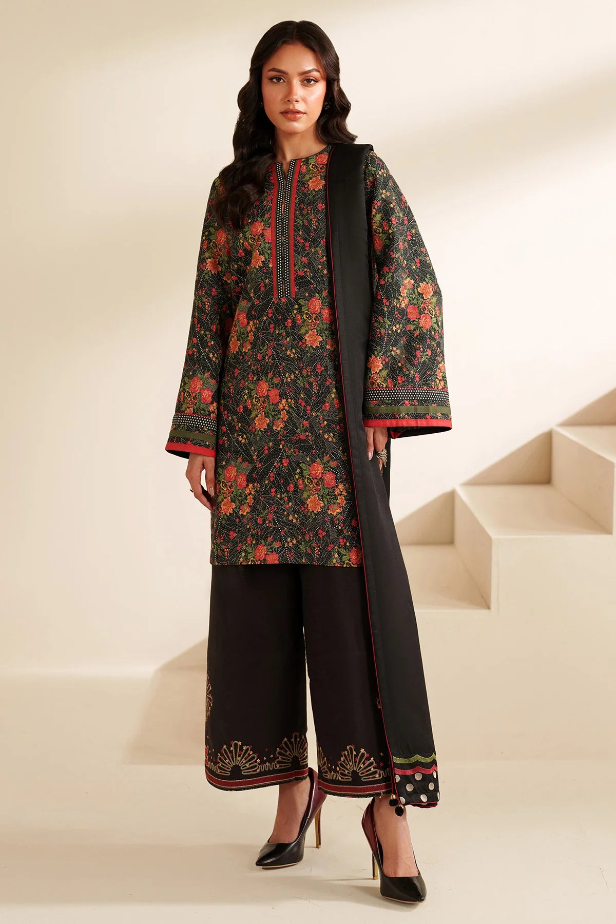 JZ-RTW-1272-1 | EMBROIDERED KHADDAR | Jazmin