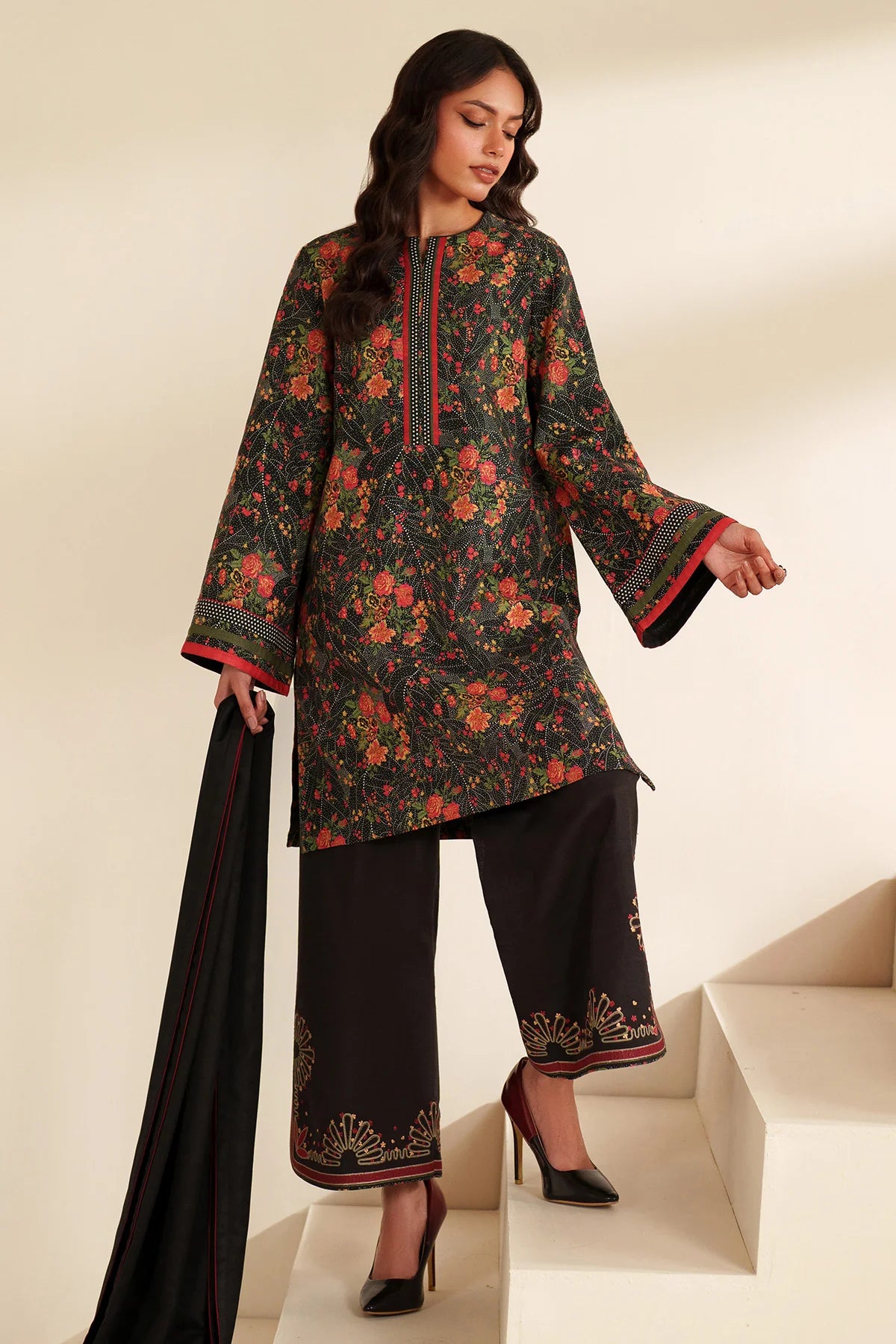 JZ-RTW-1272-1 | EMBROIDERED KHADDAR | Jazmin