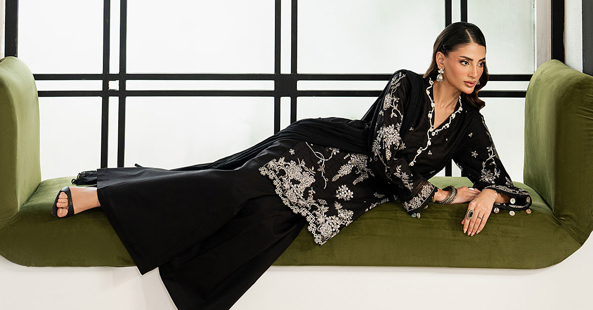 DW-MN26-08 | 3 Piece Embroidered Dobby Lawn Suit | MARIA.B