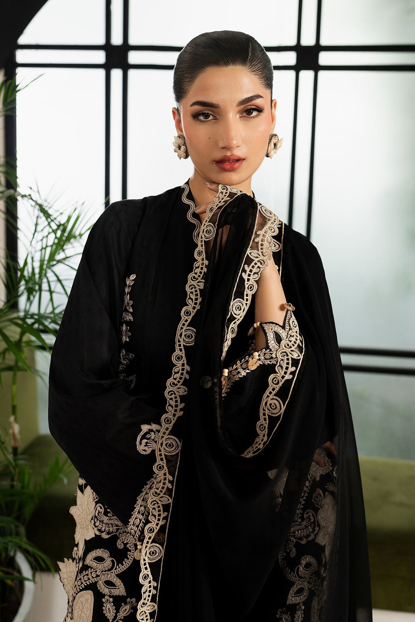 DW-MN26-10 | 3 Piece Embroidered Dobby Lawn Suit | MARIA.B
