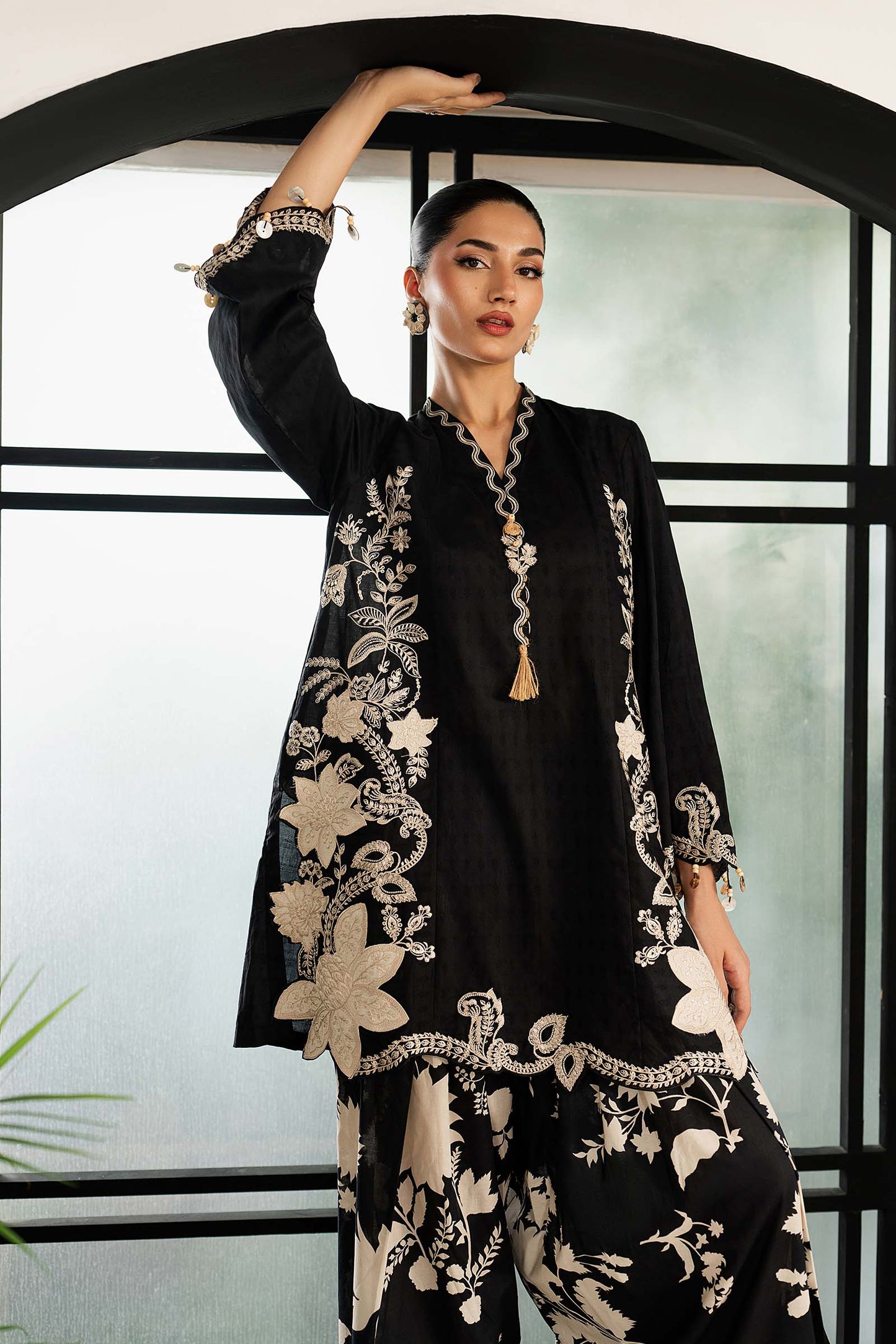 DW-MN26-10 | 3 Piece Embroidered Dobby Lawn Suit | MARIA.B
