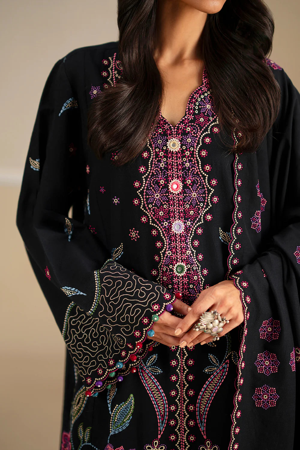 JET BLACK | E0782/203/902 | Unstitched Winter '25 | Ethnc