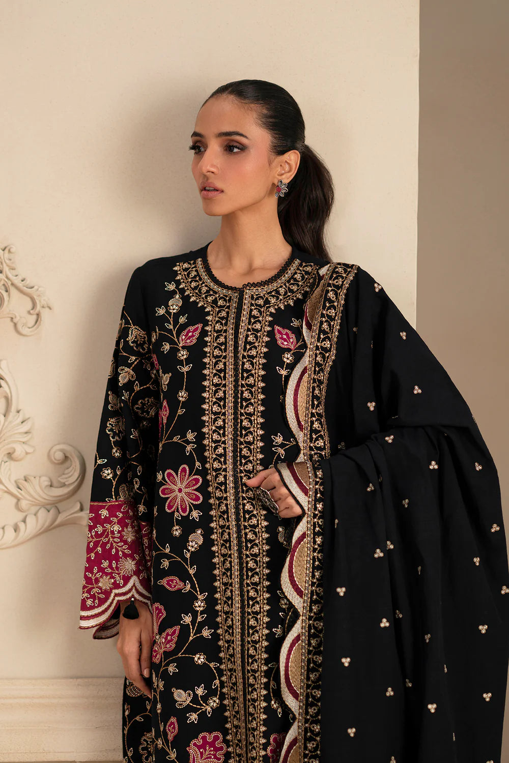 JET BLACK | E0784/203/902 | Unstitched Winter '25 | Ethnc
