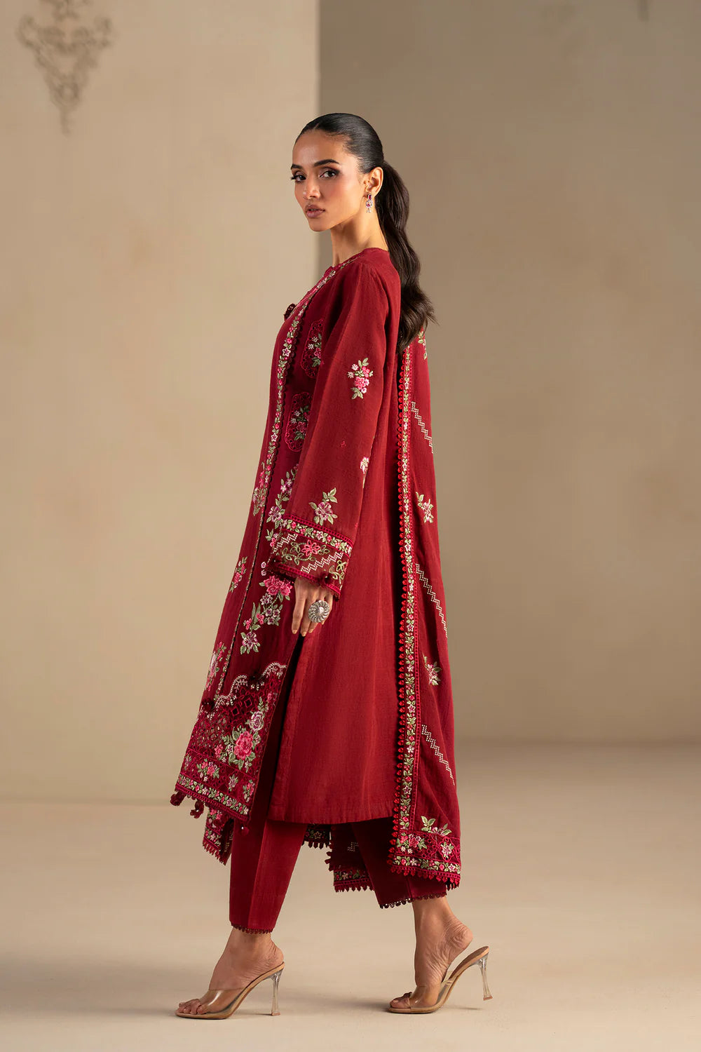 DEEP BURGUNDY | E0788/203/414 | Unstitched Winter '25 | Ethnc