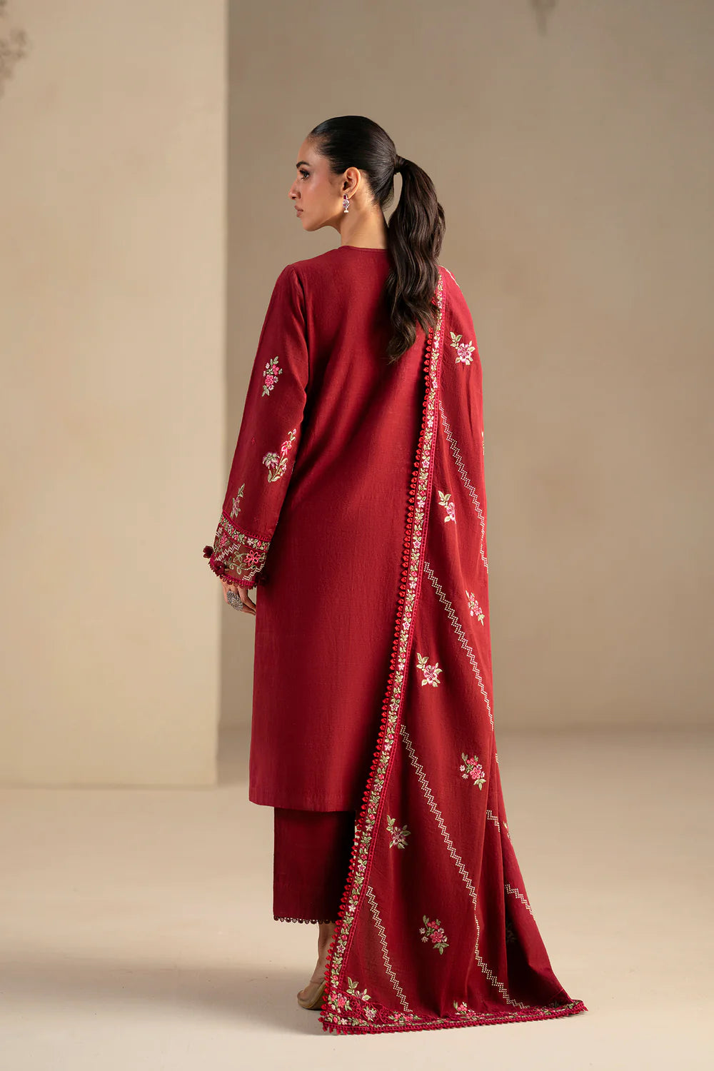 DEEP BURGUNDY | E0788/203/414 | Unstitched Winter '25 | Ethnc