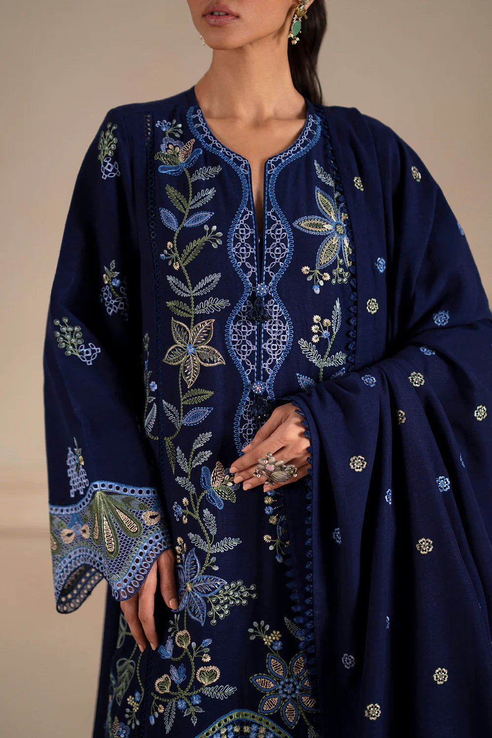 DEEP BLUE | E0789/203/620 | Unstitched Winter '25 | Ethnc