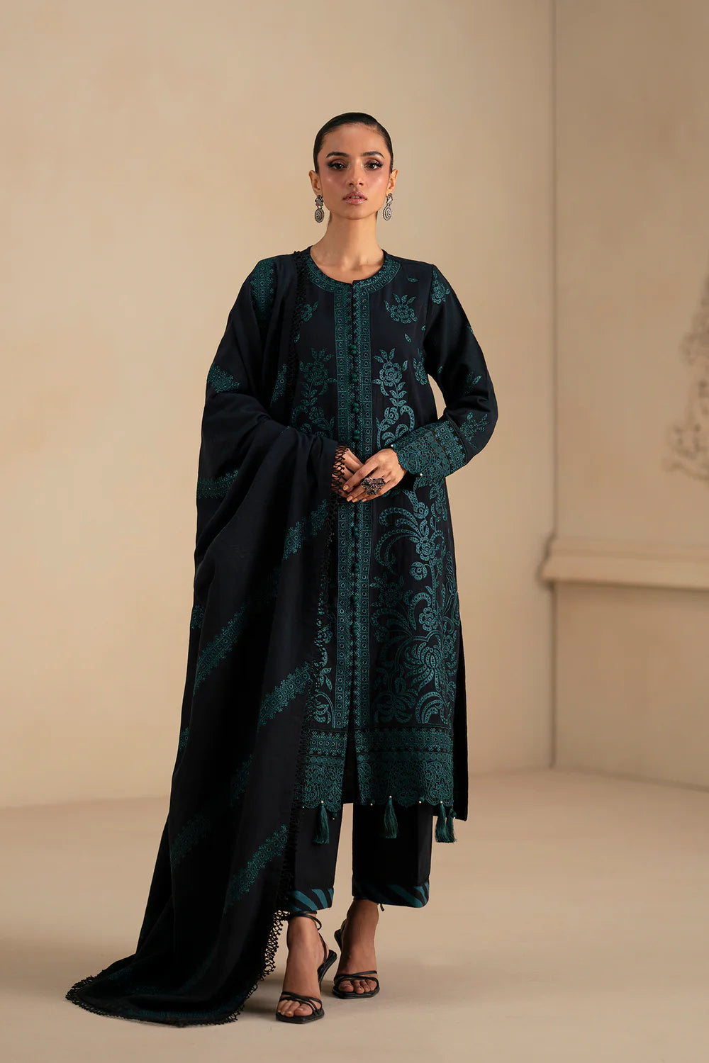 JET BLACK | E0790/203/902 | Unstitched Winter '25 | Ethnc